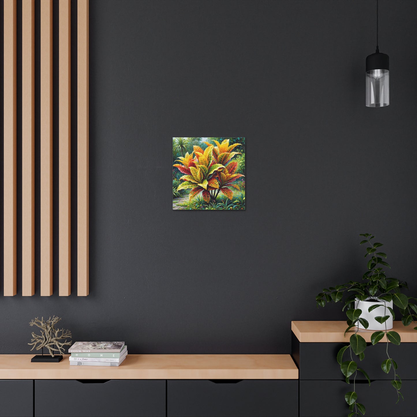 Art Print of Croton Garden, Oil Finish, West Indian Art, Canvas Gallery Wraps