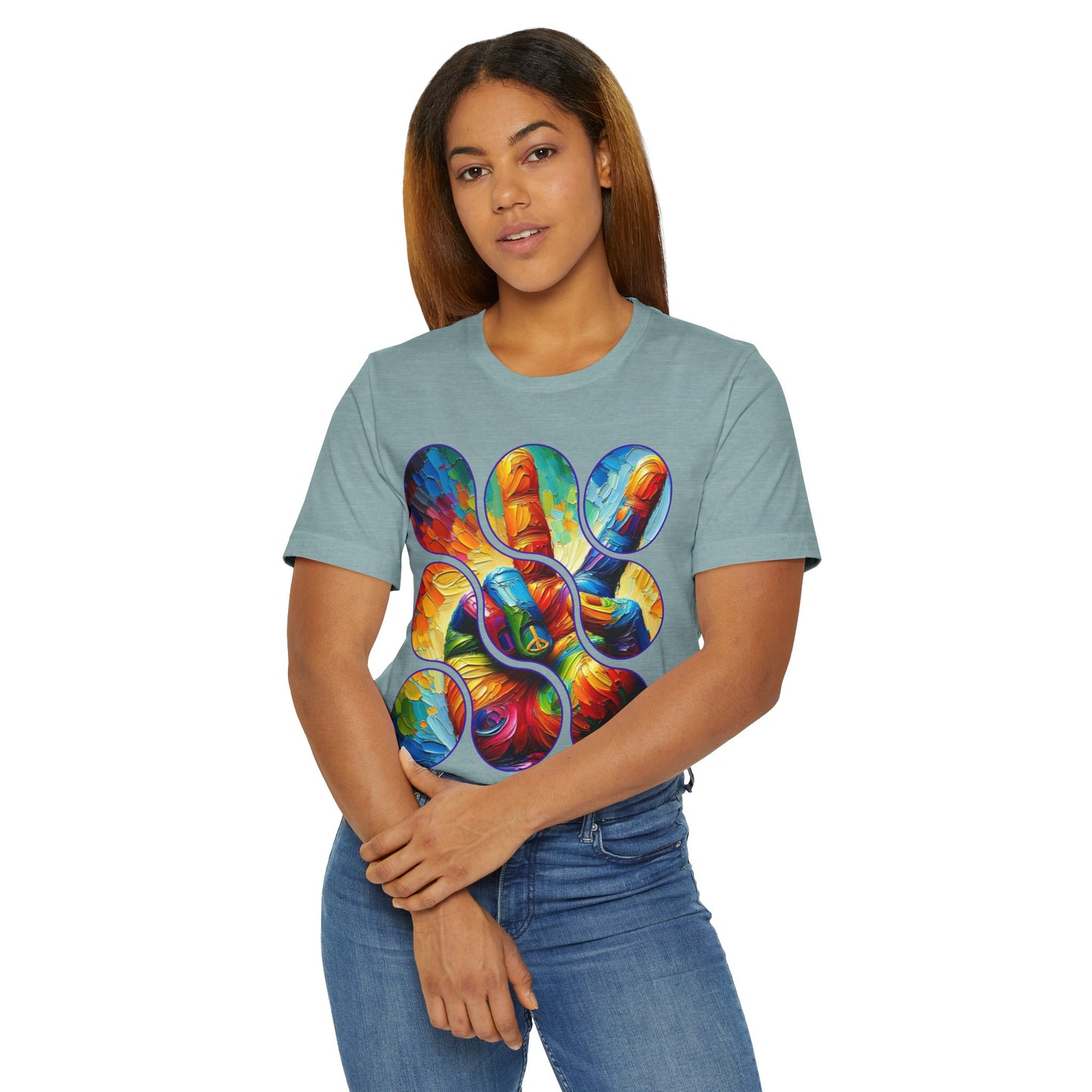 Unisex Jersey T-Shirt, "Peace" One World, Self-Love, Anti-Racism, One Love, Unity, Inclusion, Diversity, Immigrant Outsiders, Cultural Identity, Black Excellence Empowerment, Inspiration