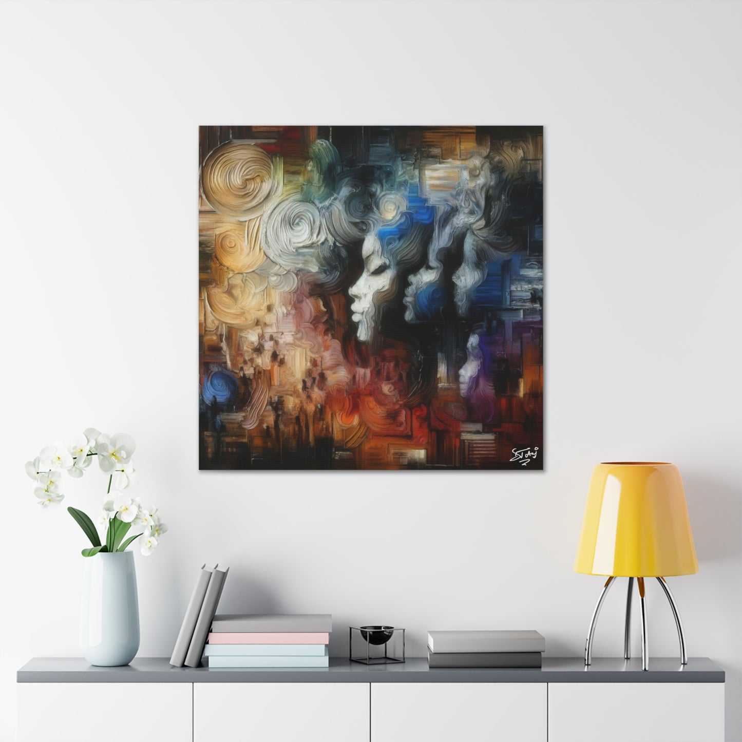 Art Print, African Women "In Abstraction," Black Roots, Oil Finish, Unity, One Love, Abstract, Canvas Gallery Wrap