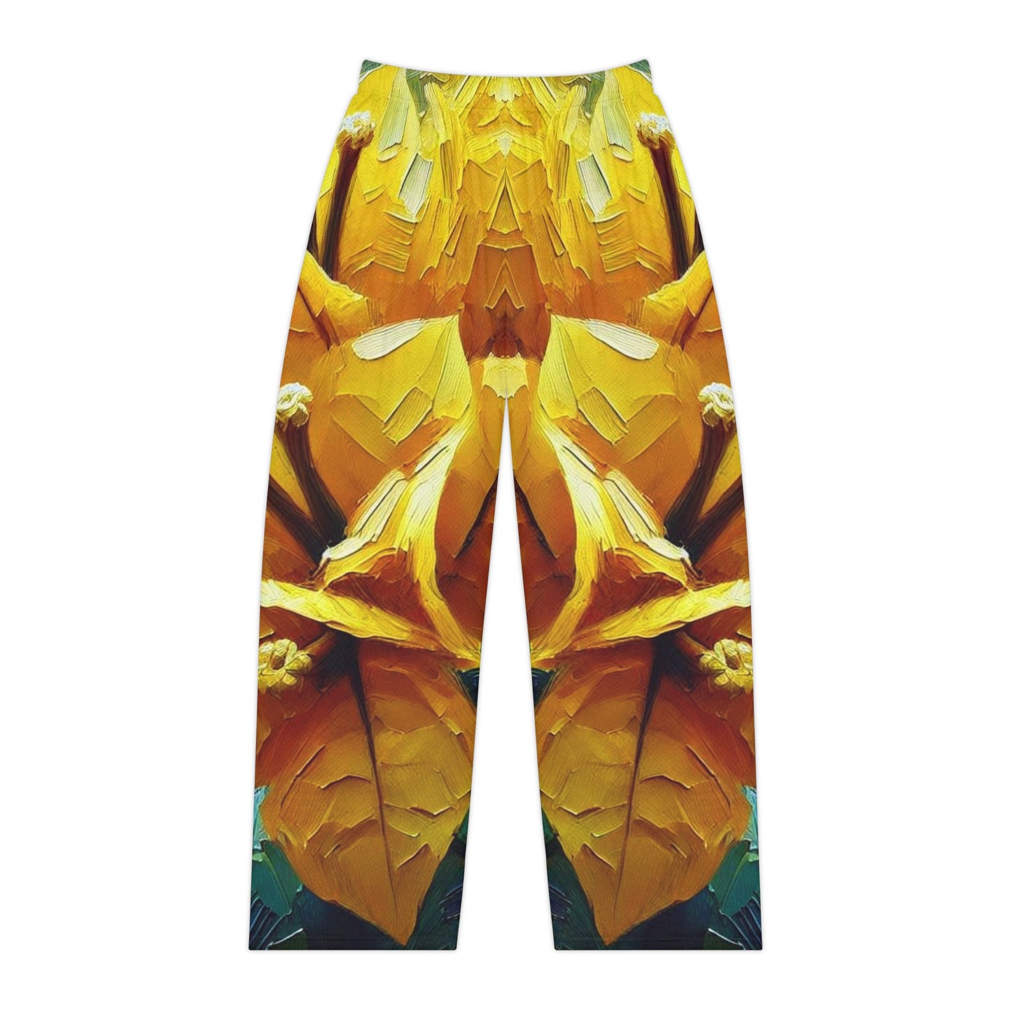 Women's Brushed Polyester Lounge Pants (AOP) Yellow Floral Print