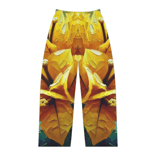 Women's Brushed Polyester Lounge Pants (AOP) Yellow Floral Print