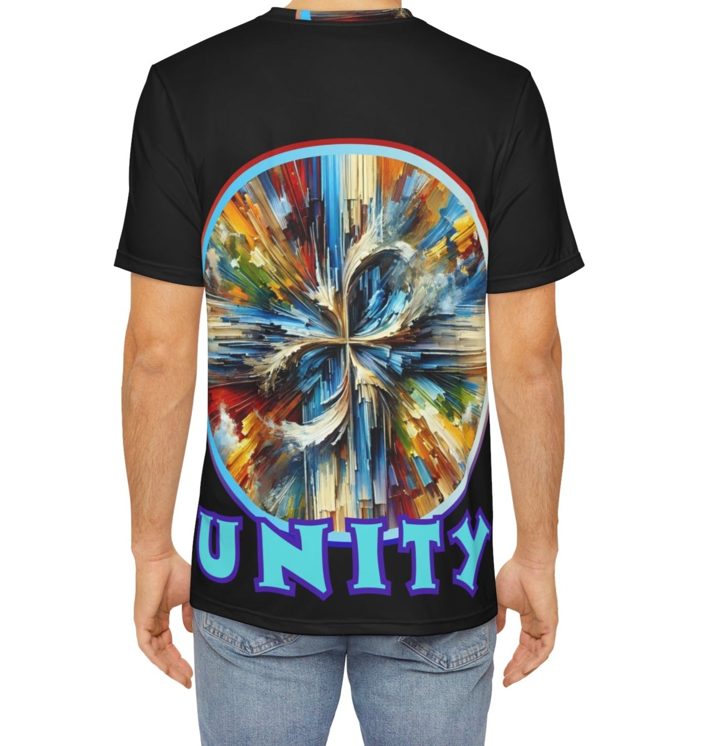 Men's Brushed Polyester Short Sleeve Tee (AOP), "UNITY"