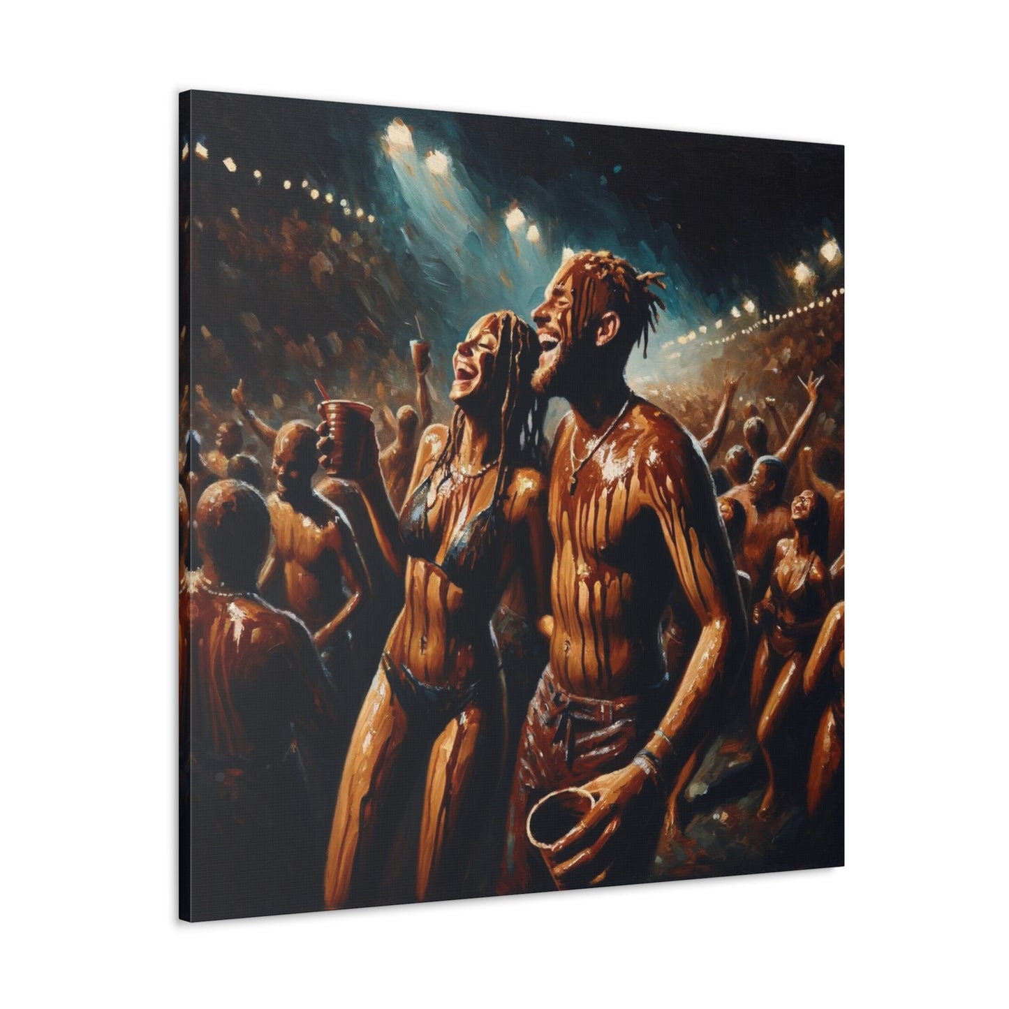 Art Print of Jouvert Morning, Afro-Caribbean Couple#9, Oil Finish, West Indian Ethnicity, Cultural, Heritage, Canvas Gallery Wraps