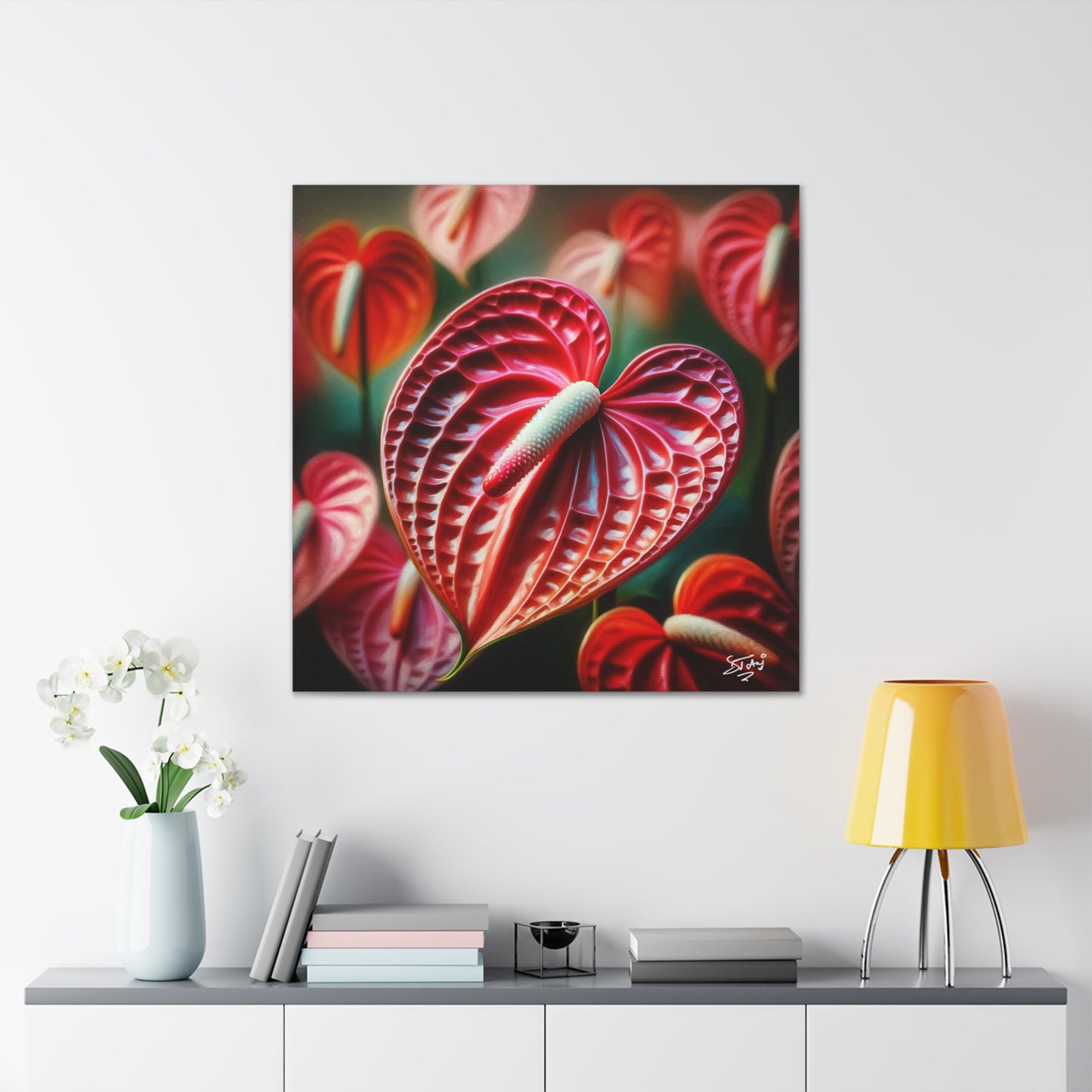 Print #2 of Anthurium flowers with a vibrant, oil-painted finish, Canvas Gallery Wraps