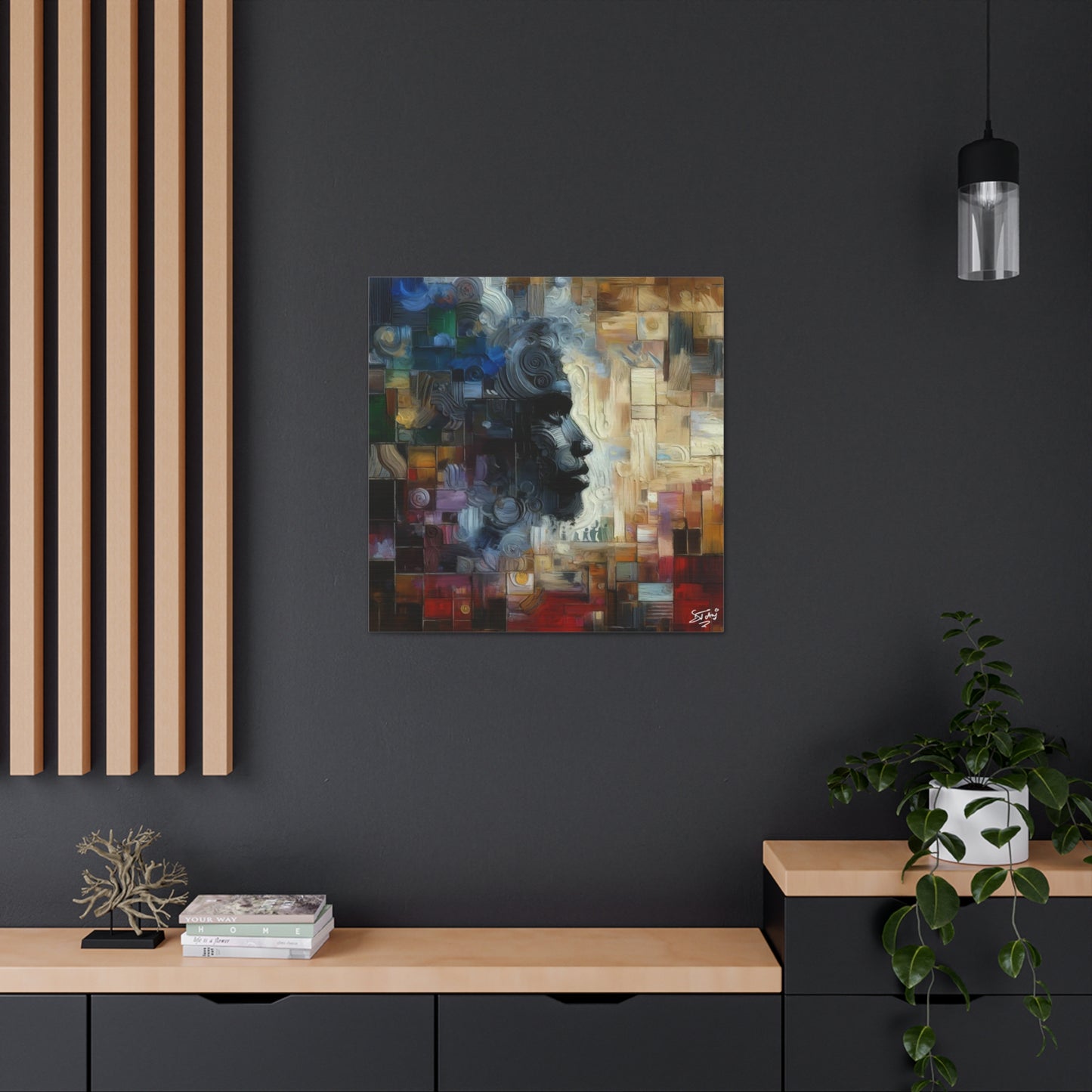 Art Print, Afro-Caribbean Man "In Abstraction," Oil Finish, West Indian Ethnicity, Cultural, Heritage, Abstract, Canvas Gallery Wrap