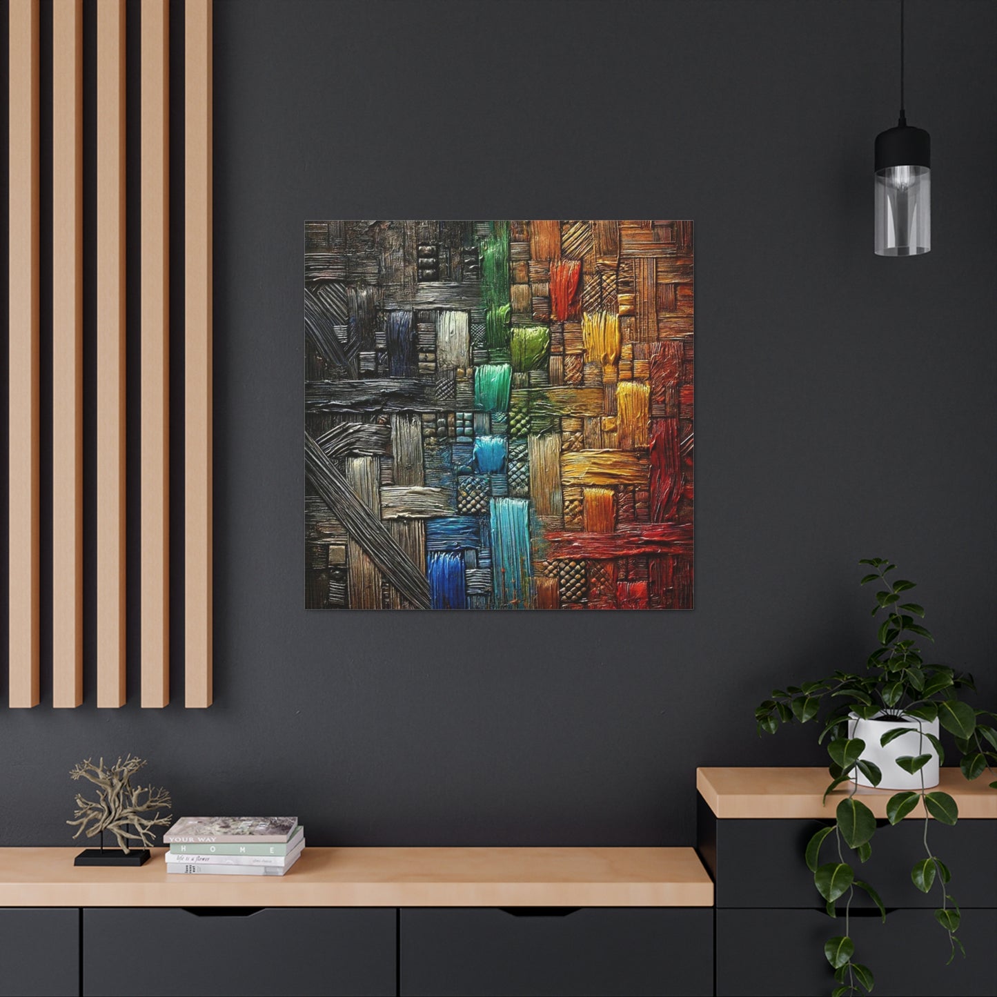 Art Print, African Print, Black Power, Abstract Oil Finish, Unity, One Love, Canvas Gallery Wrap