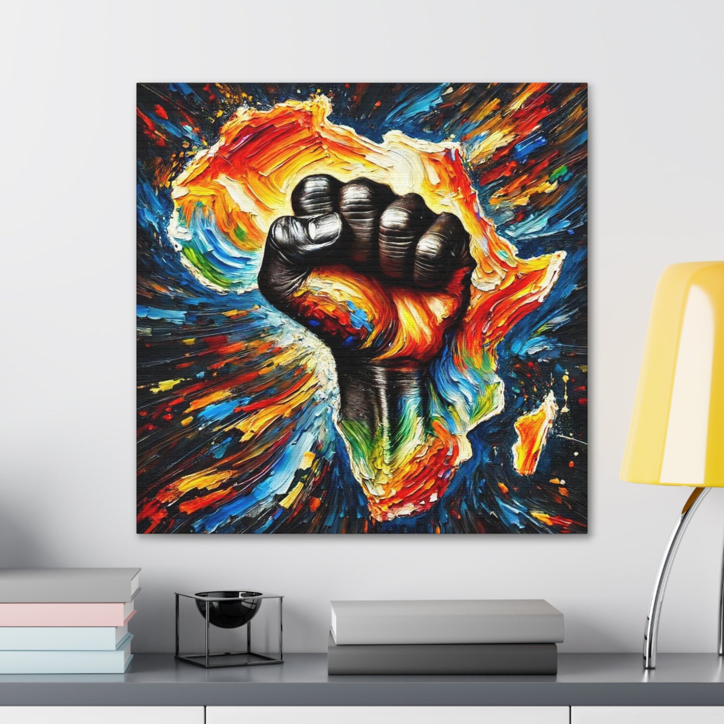 Art Print, "African Unity" Oil Finish, Abstract, One Love, West Indian Ethnicity, Cultural, Heritage, Semi-Abstract, Canvas Gallery Wrap