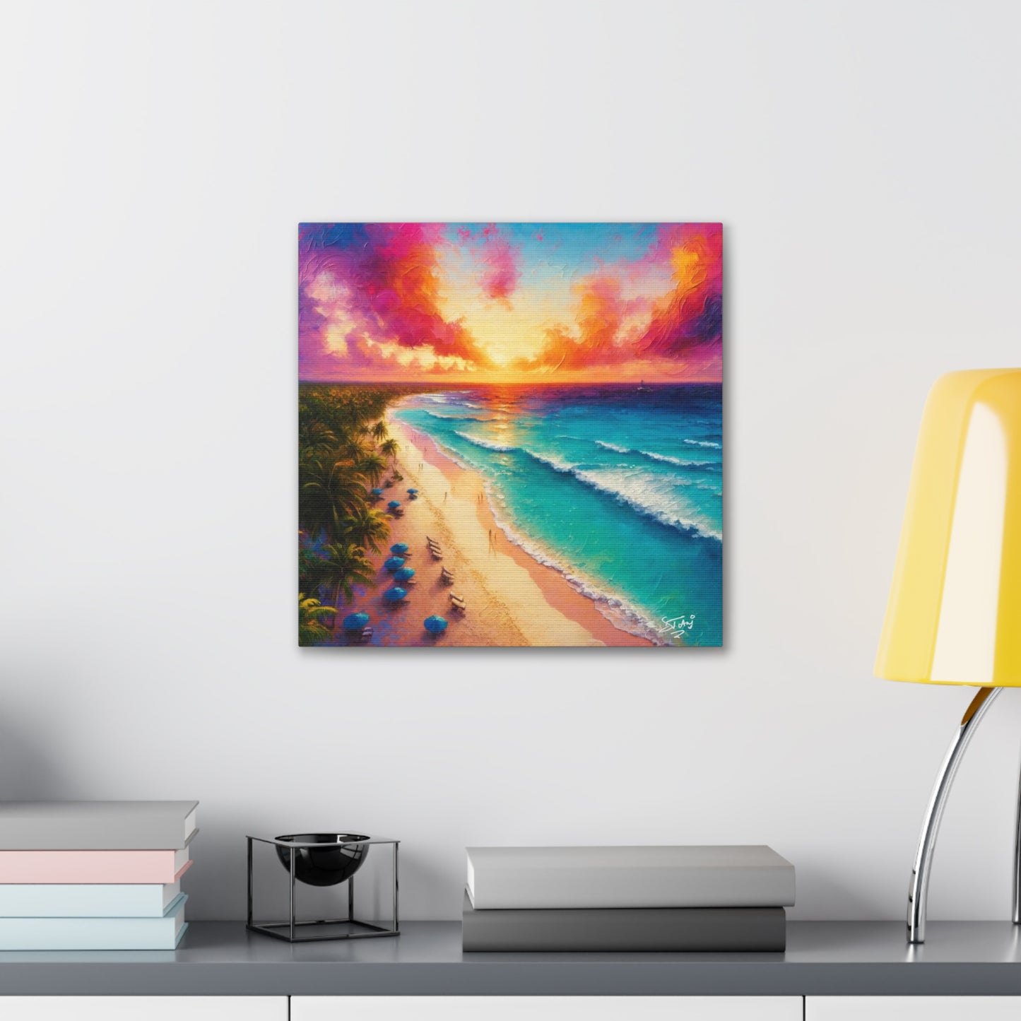 Art Print of Caribbean Beach Sunset, Oil Painting, West Indian Art, Canvas Gallery Wraps