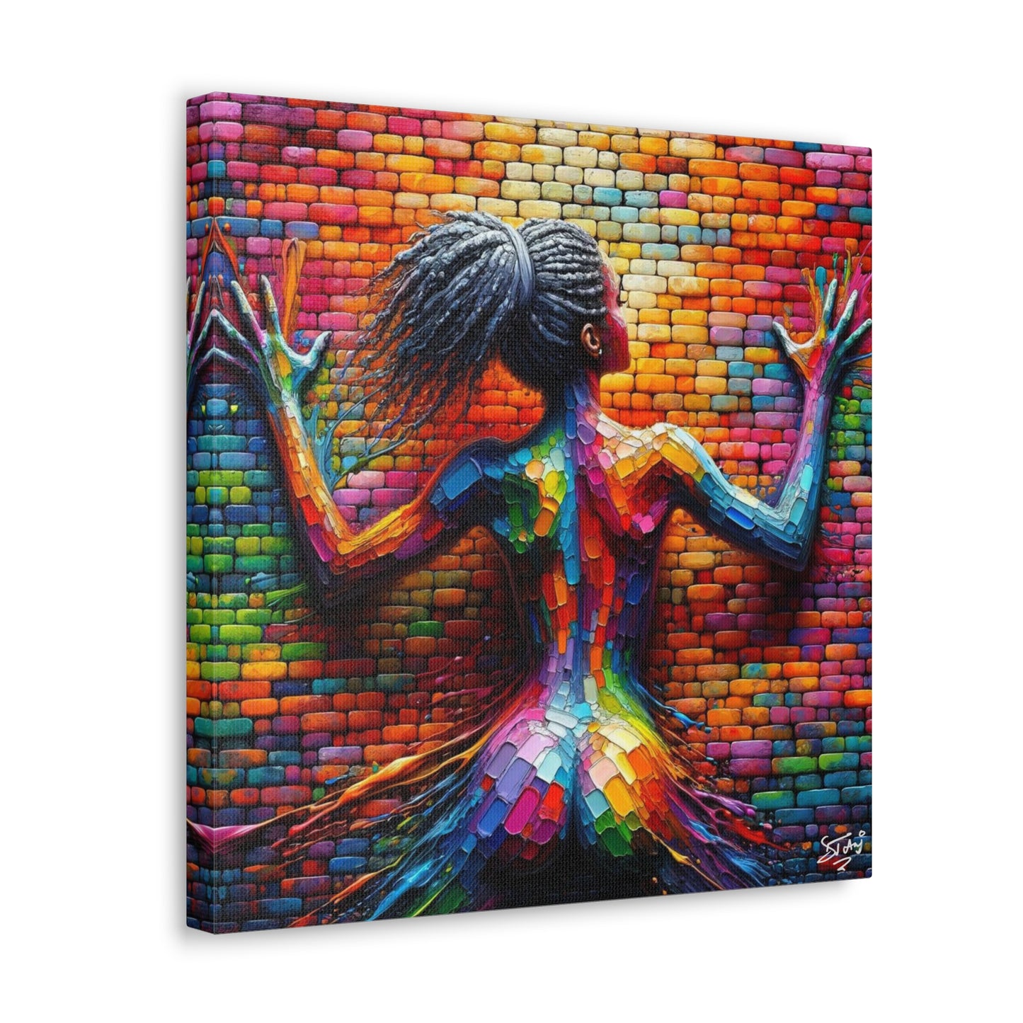 Art Print, Afro-Caribbean Woman, Oil Finish, West Indian Ethnicity, Cultural, Heritage, Semi-Abstract, Canvas Gallery Wrap