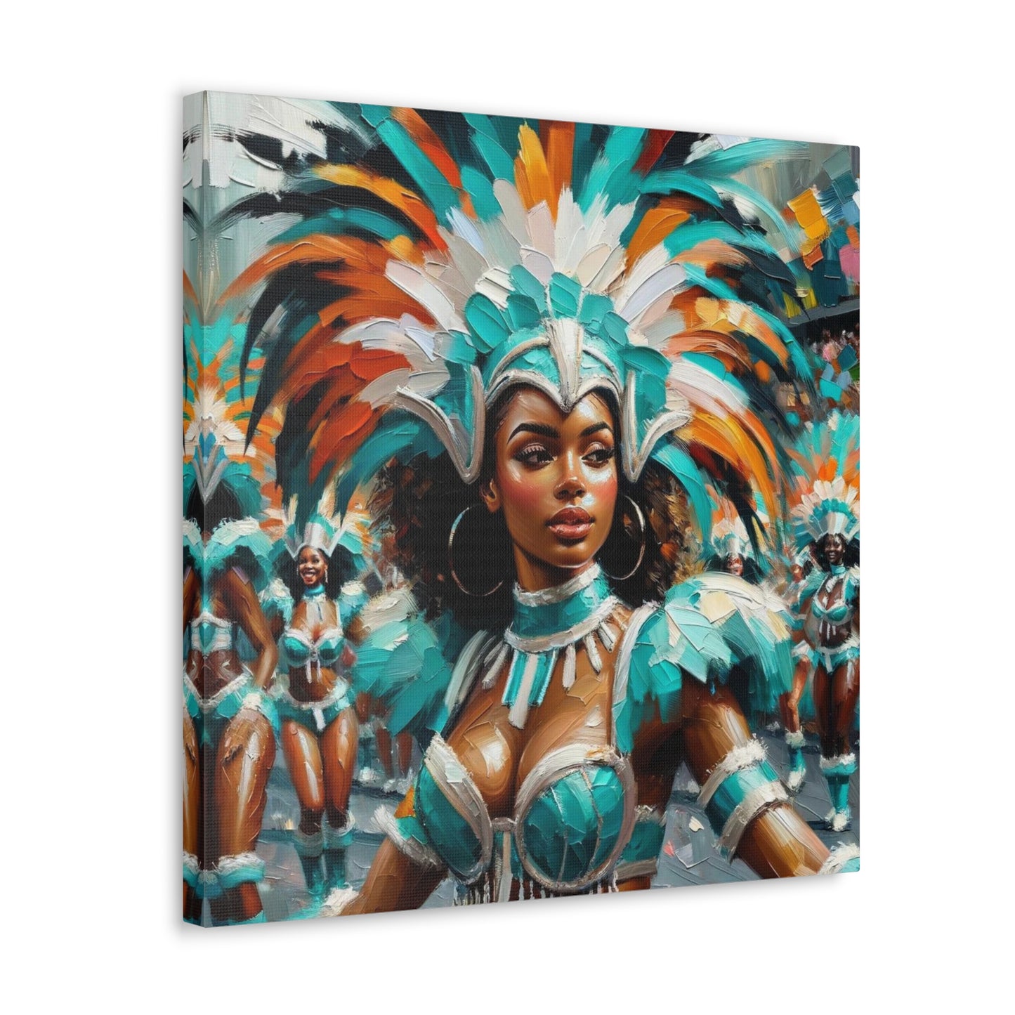 Art Print#6 of Trini Masquerader, Carnival, Oil Finish, West Indian Ethnicity, Cultural, Heritage, Art, Black Woman, Canvas Gallery Wraps