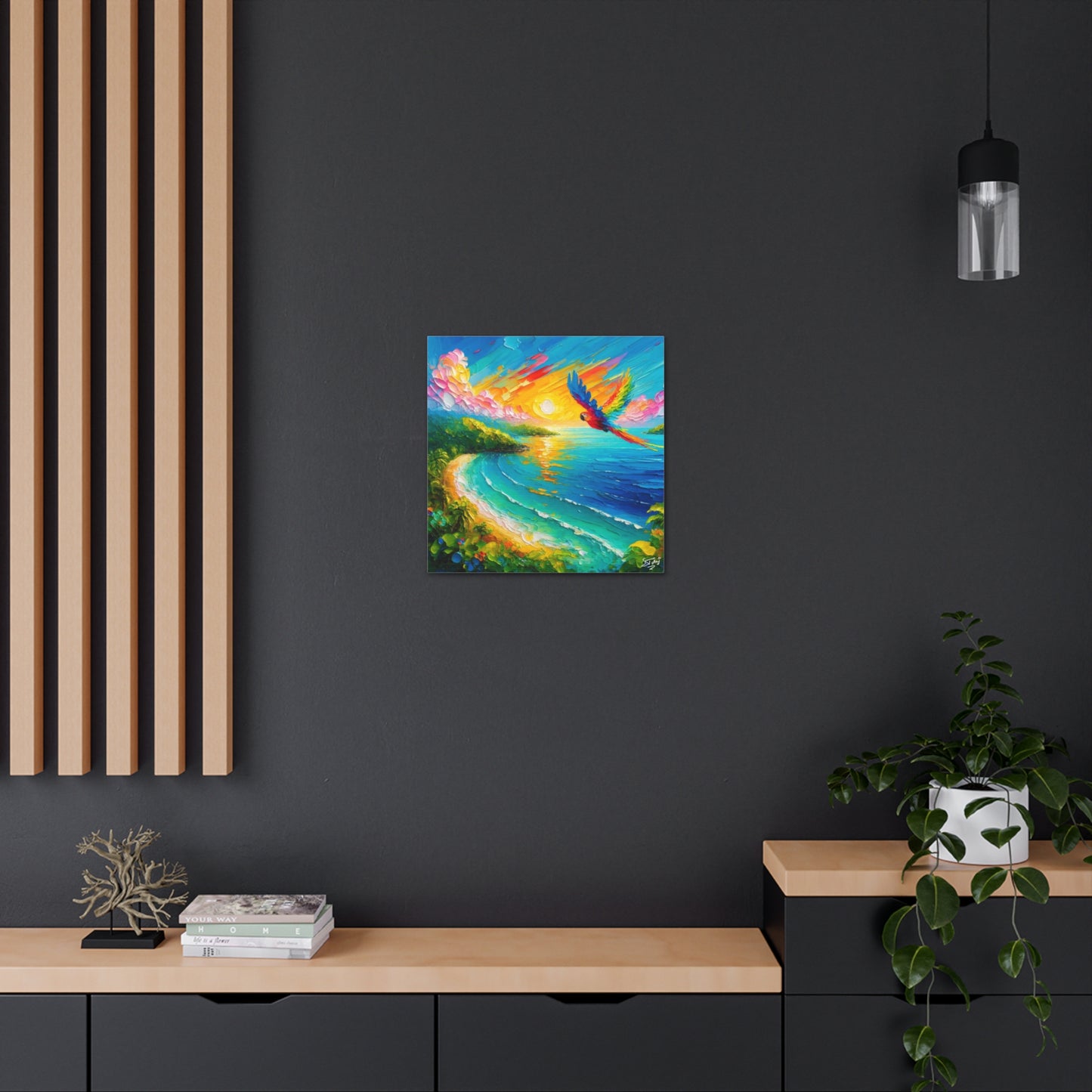 Art Print of Caribbean Beach Scene, West Indian Art, Canvas Gallery Wraps