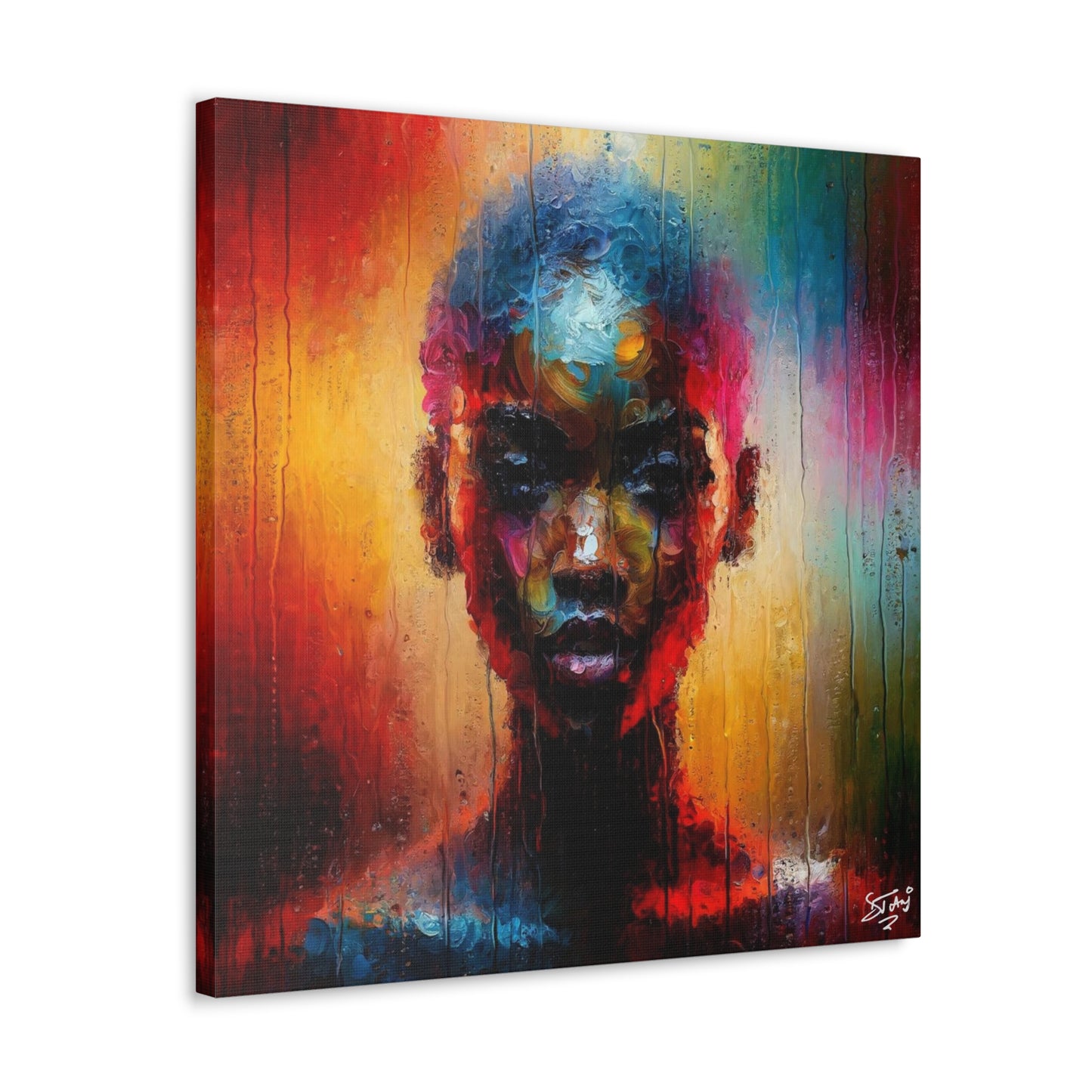 Art Print, Afro-Caribbean Woman in Sauna (2), Oil Finish, West Indian Ethnicity, Cultural, Heritage, Semi-Abstract, Canvas Gallery Wrap