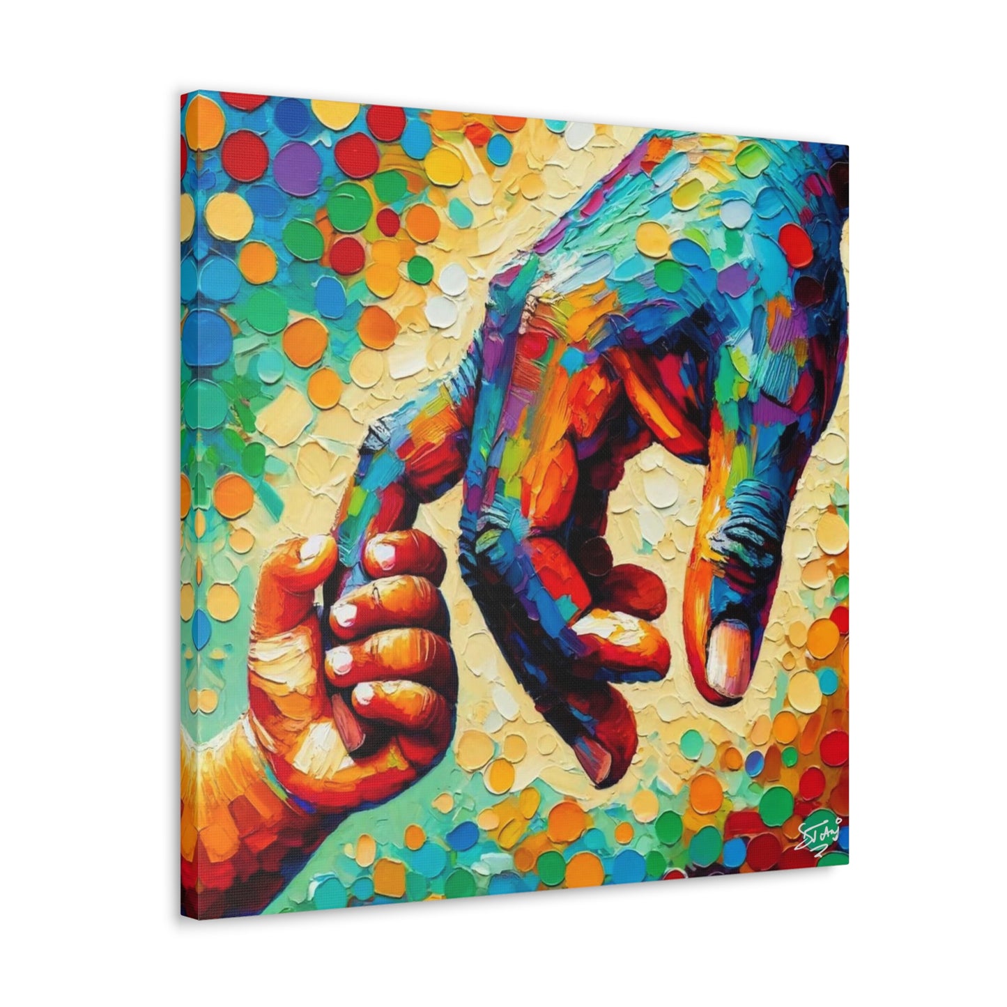 Art Print, Afro-Caribbean Father & Son, Oil Finish, West Indian Ethnicity, Cultural, Heritage, Abstract, Canvas Gallery Wrap