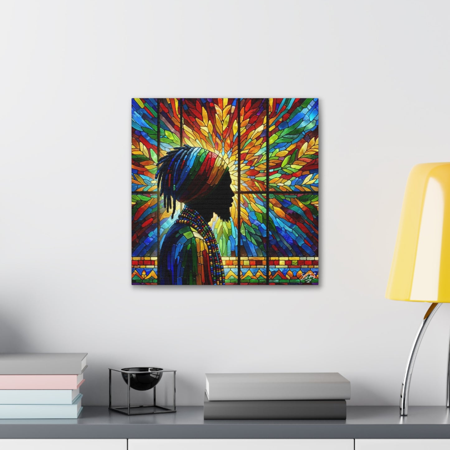 Art Print, Dreadlocks-Caribbean Man, Silhouette, Oil Finish, West Indian Ethnicity, Cultural, Heritage, Semi-Abstract, Canvas Gallery Wrap