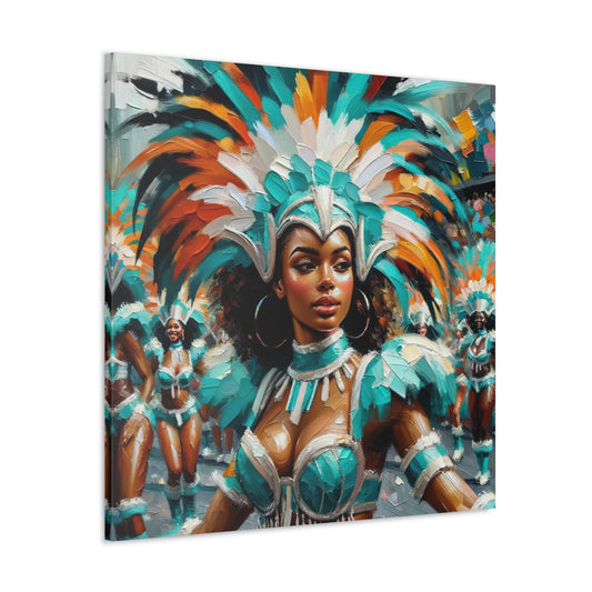 Art Print#6 of Trini Masquerader, Carnival, Oil Finish, West Indian Ethnicity, Cultural, Heritage, Art, Black Woman, Canvas Gallery Wraps