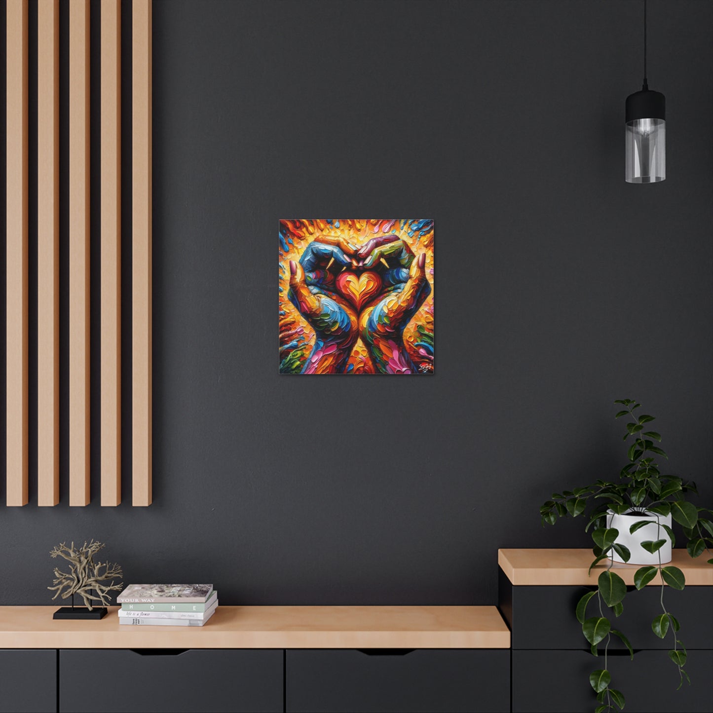 Art Print, Hands 'In Love,' Oil Finish, Unity, One Love, Semi-Abstract, Canvas Gallery Wrap