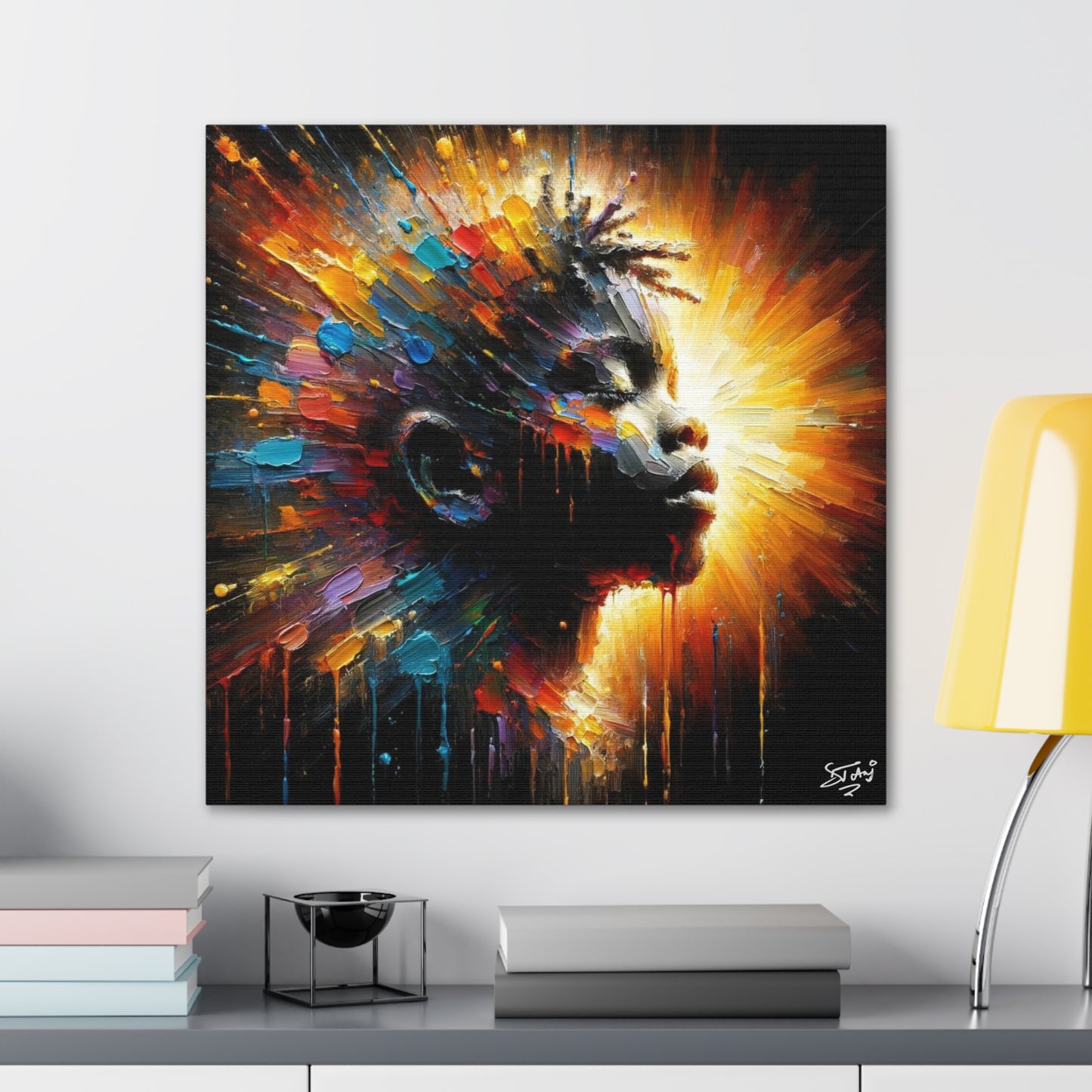 Art Print, Afro-Caribbean Boy, Oil Finish, West Indian Ethnicity, Cultural, Heritage, Semi-Abstract, Canvas Gallery Wrap