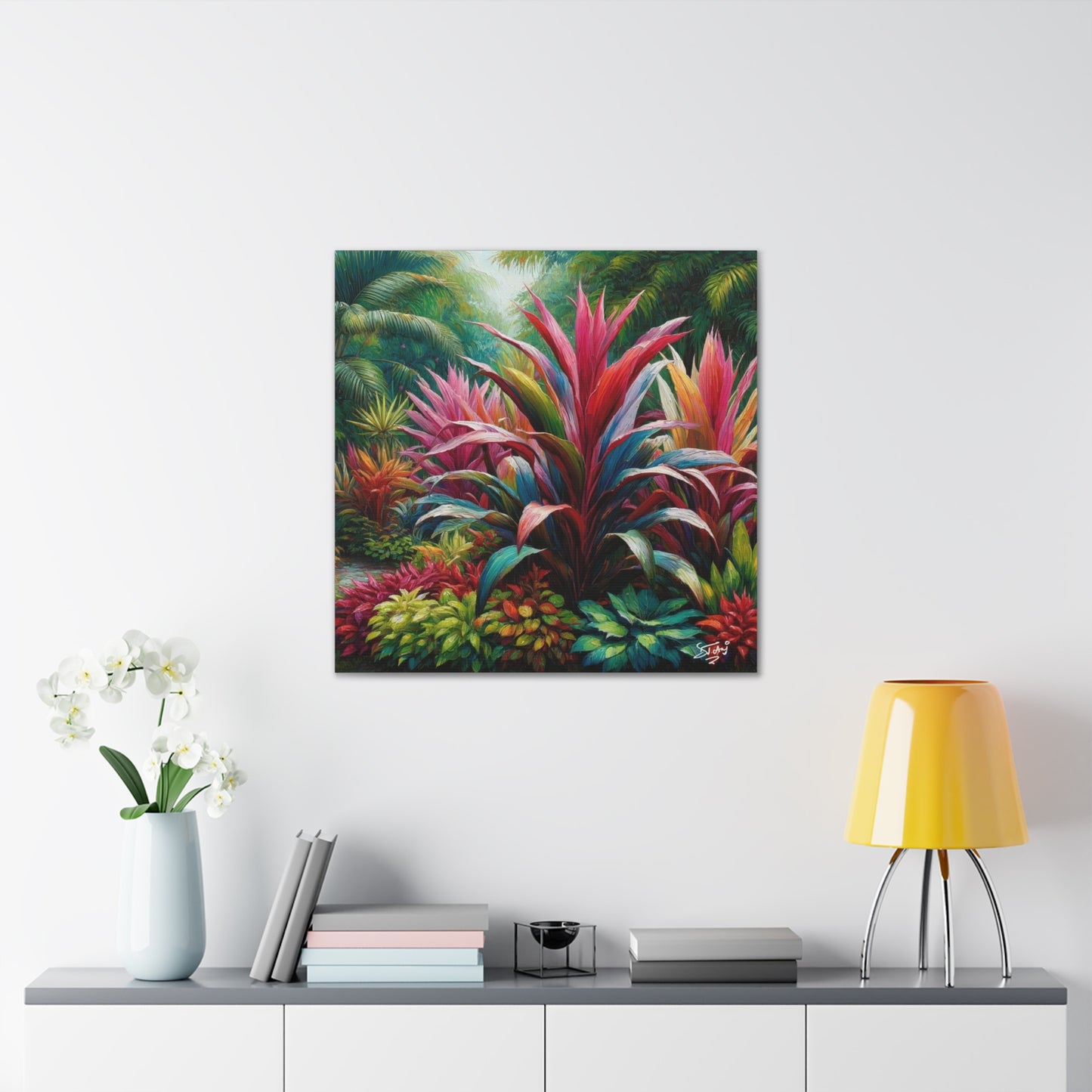 Art Print of Cordyline (Ti Plant), Oil Finish, West Indian Art, Canvas Gallery Wraps