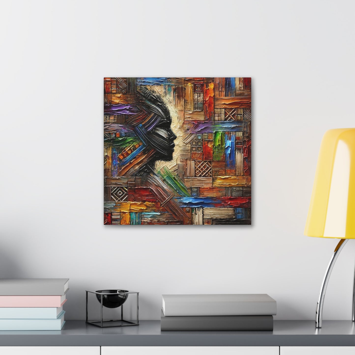 Art Print, African Print, Black Power, African Mask, Abstract Oil Finish, Unity, One Love, Canvas Gallery Wrap