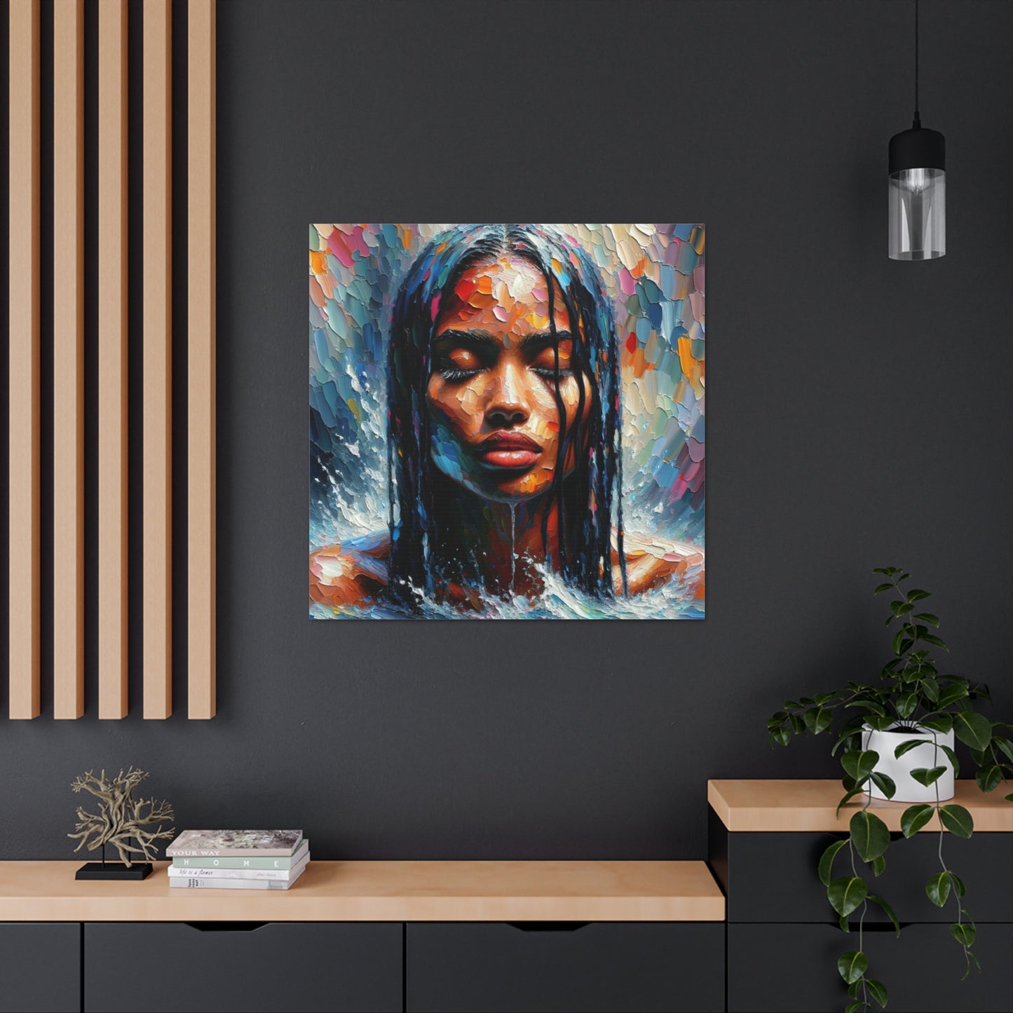 Art Print#7 of Trini Woman - Chilling in the Caribbean Sea, Oil Finish, West Indian Ethnicity, Cultural, Heritage Art, Canvas Gallery Wraps