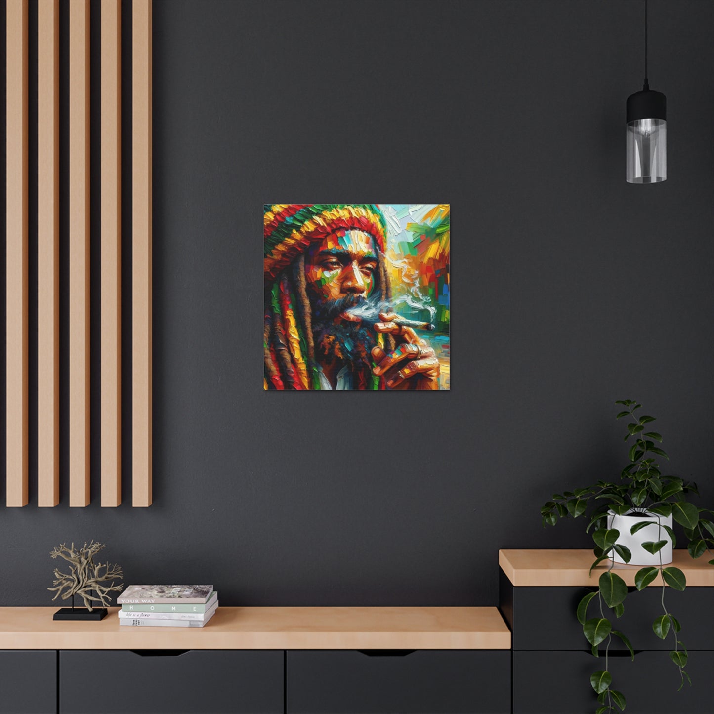 Art Print of Rastaman#3, Oil Finish, West Indian Ethnicity, Cultural, Heritage, Afro-Caribbean Man, Semi-Abstract, Canvas Gallery Wrap