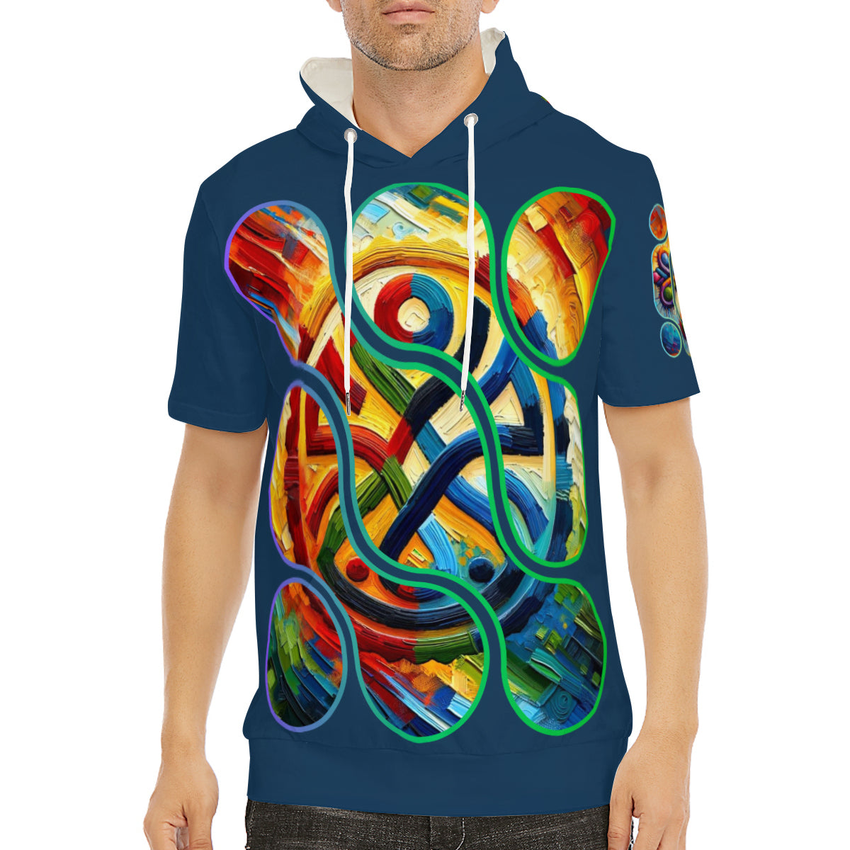 Men’s Cotton Hooded T-Shirt "Unity Abstract Print"