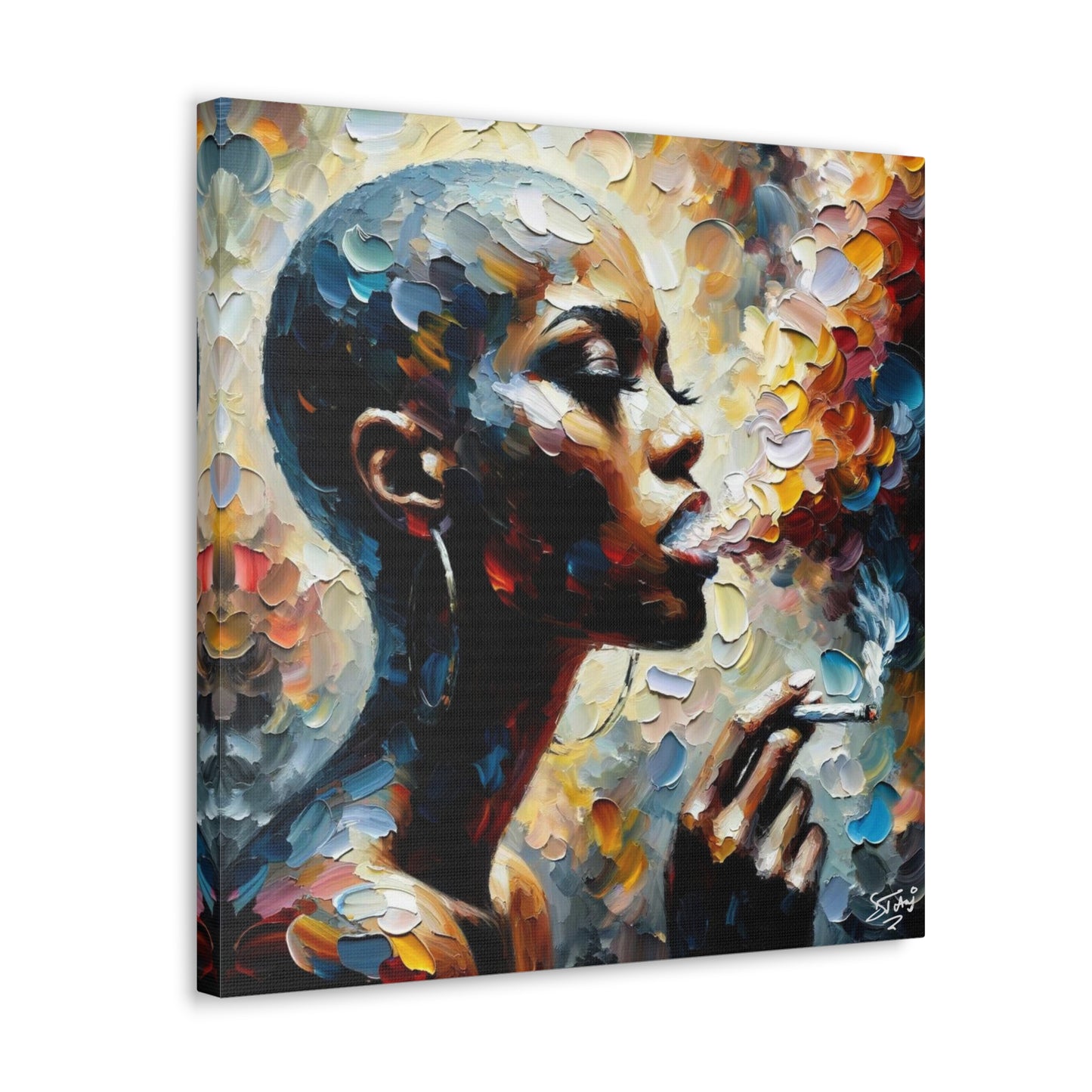 Art Print, Afro-Caribbean Woman, "Confident" Oil Finish, West Indian Ethnicity, Cultural, Heritage, Abstract, Canvas Gallery Wrap