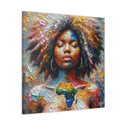 Art Print, "Mother Africa" Oil Finish, West Indian Ethnicity, Cultural, Heritage, Abstract, Canvas Gallery Wrap