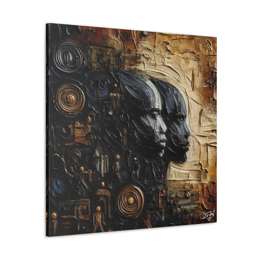 Art Print, African Men "In Abstraction," Black Roots, Oil Finish, Unity, One Love, Abstract, Canvas Gallery Wrap