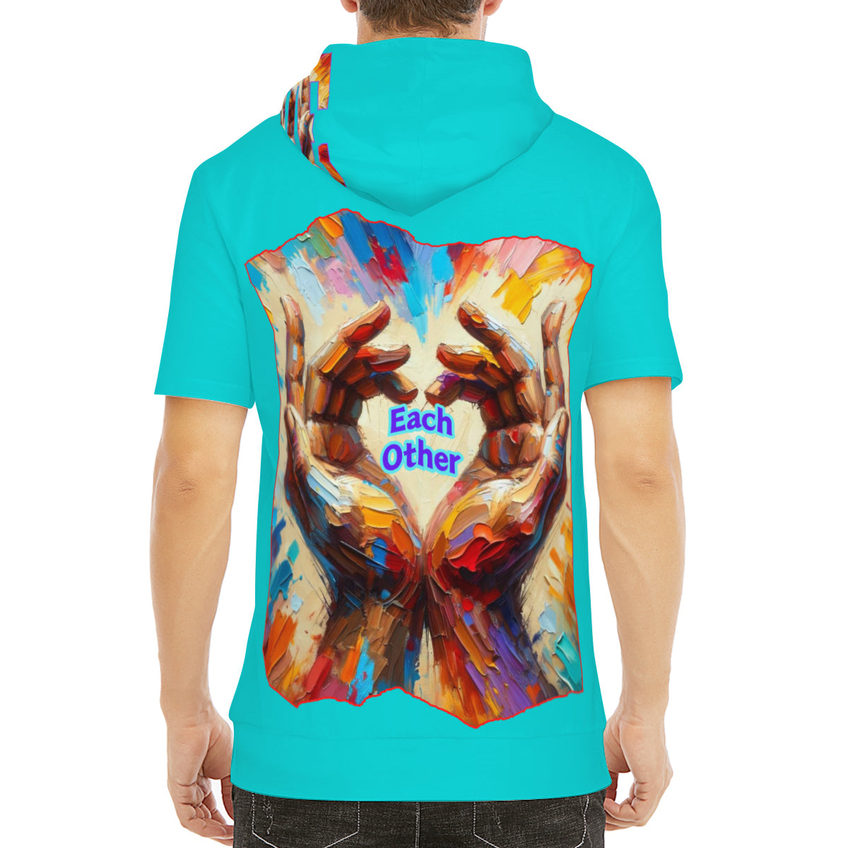 Men’s Cotton Hooded T-Shirt "Love Each Other"