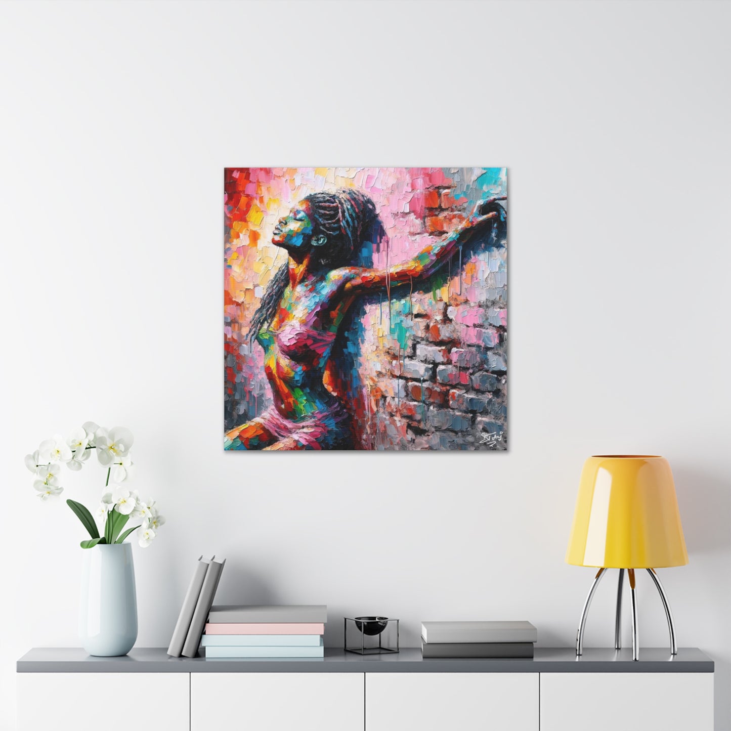 Art Print, Afro-Caribbean Woman "In Paint," Oil Finish, West Indian Ethnicity, Cultural, Heritage, Semi-Abstract, Canvas Gallery Wrap