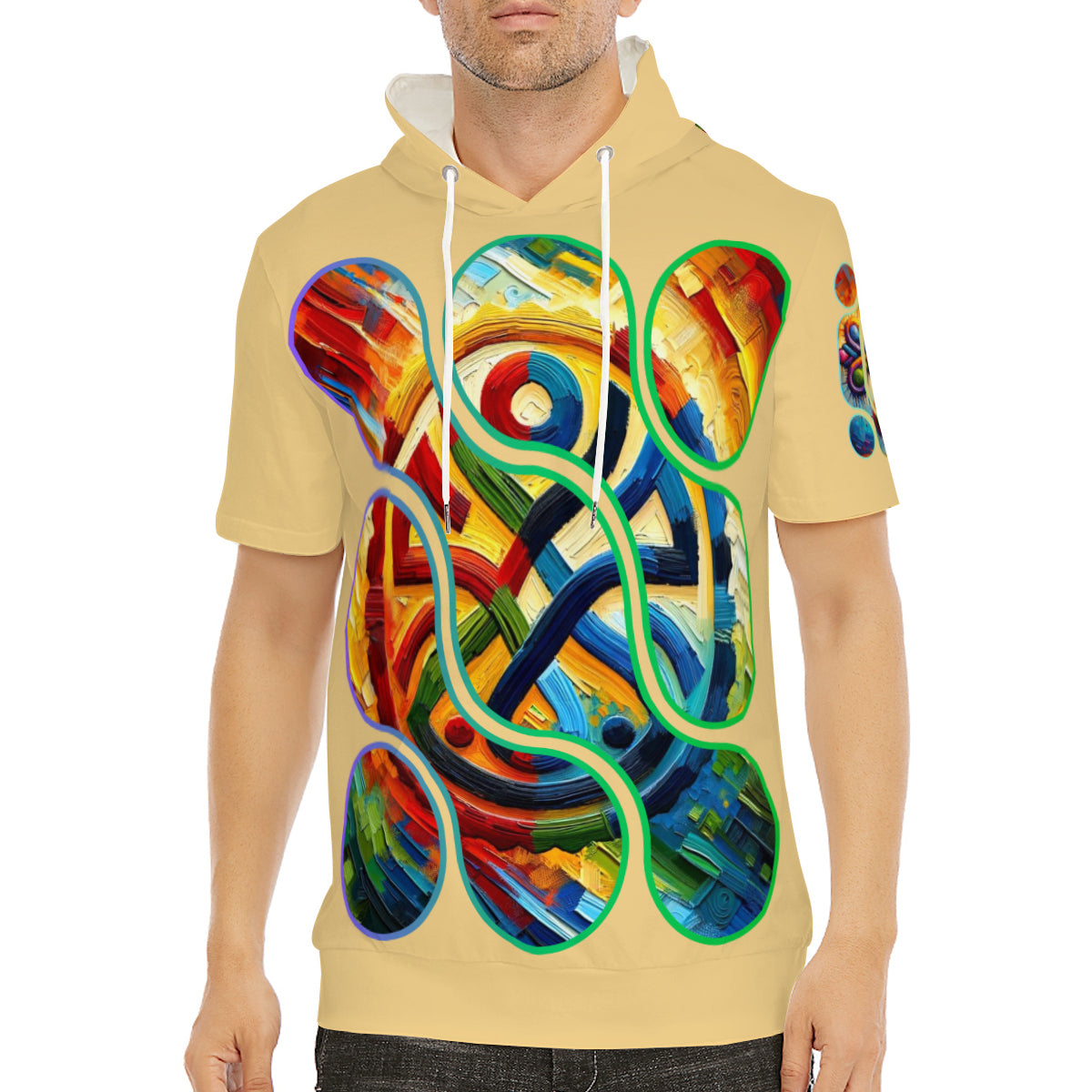 Men’s Cotton Hooded T-Shirt "Unity Abstract Print"