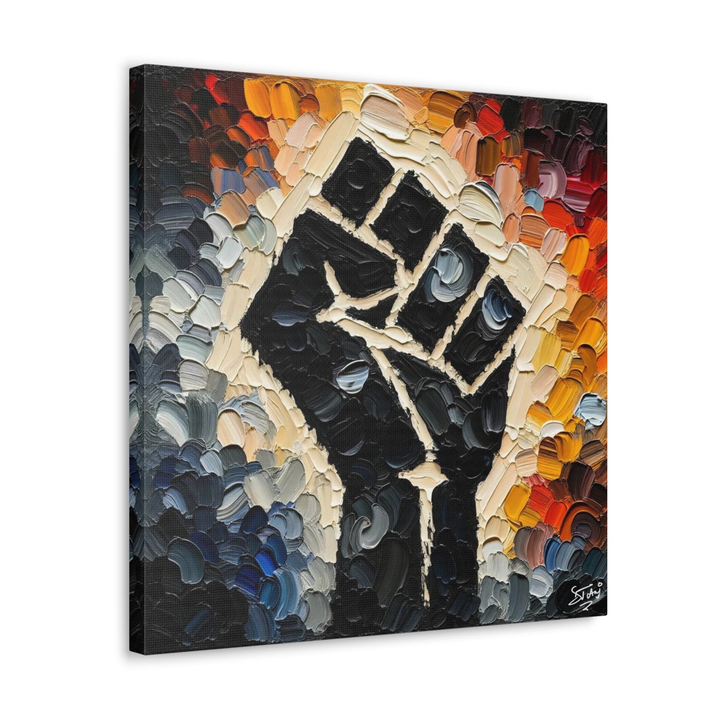 Art Print, Black Hand, Black Power, Oil Finish, Unity, One Love, Semi-Abstract, Canvas Gallery Wrap