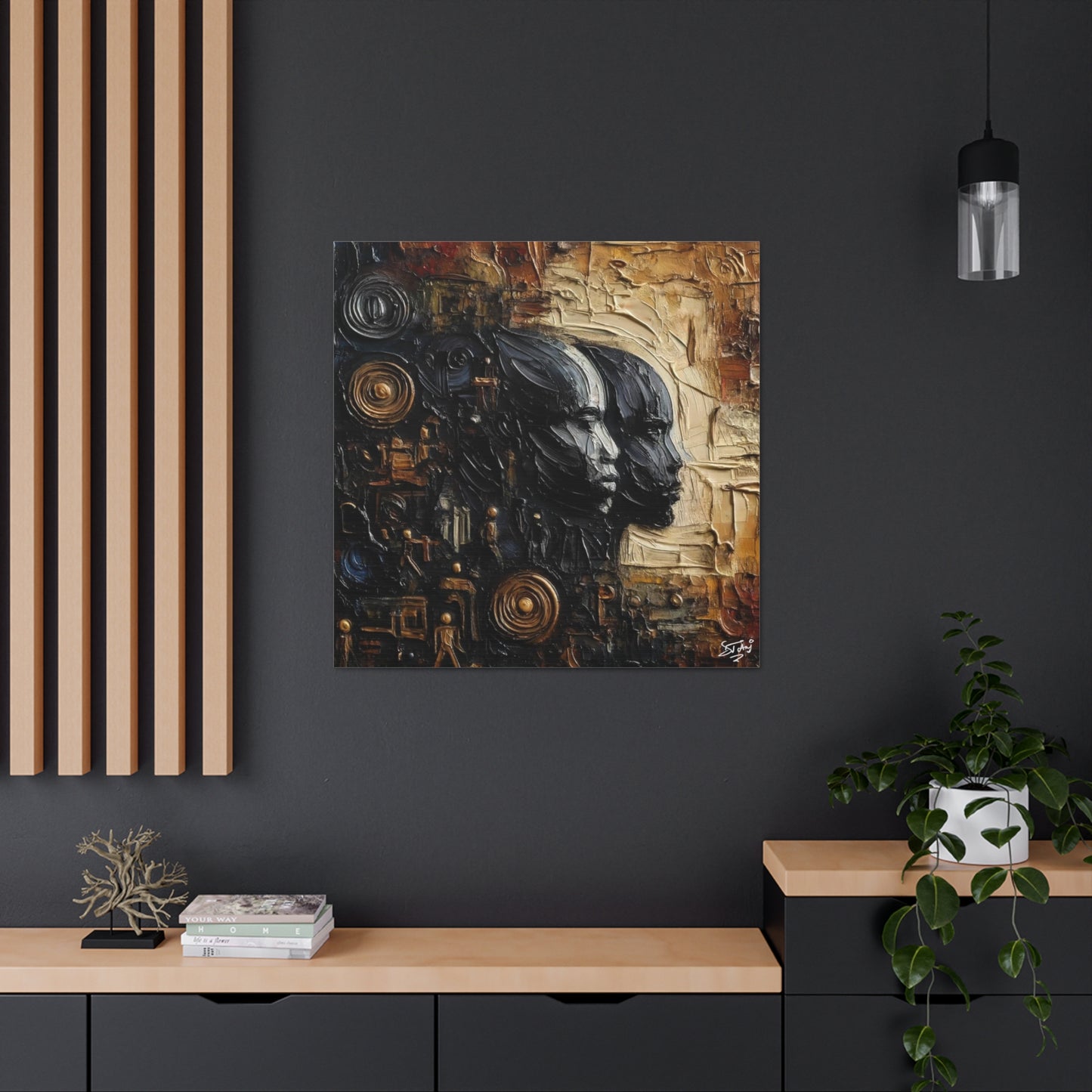 Art Print, African Men "In Abstraction," Black Roots, Oil Finish, Unity, One Love, Abstract, Canvas Gallery Wrap