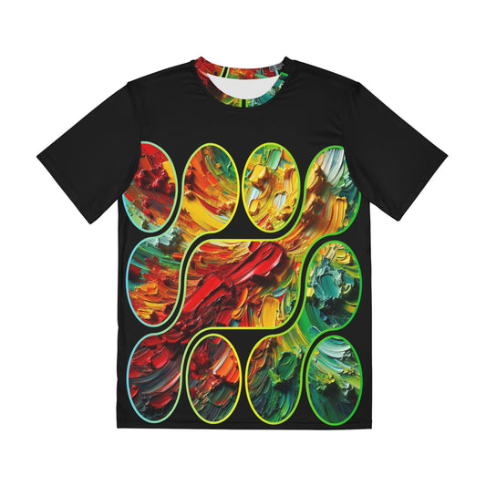 Men's Brushed Polyester Short Sleeve Tee (AOP), "Abstract Paint Print"