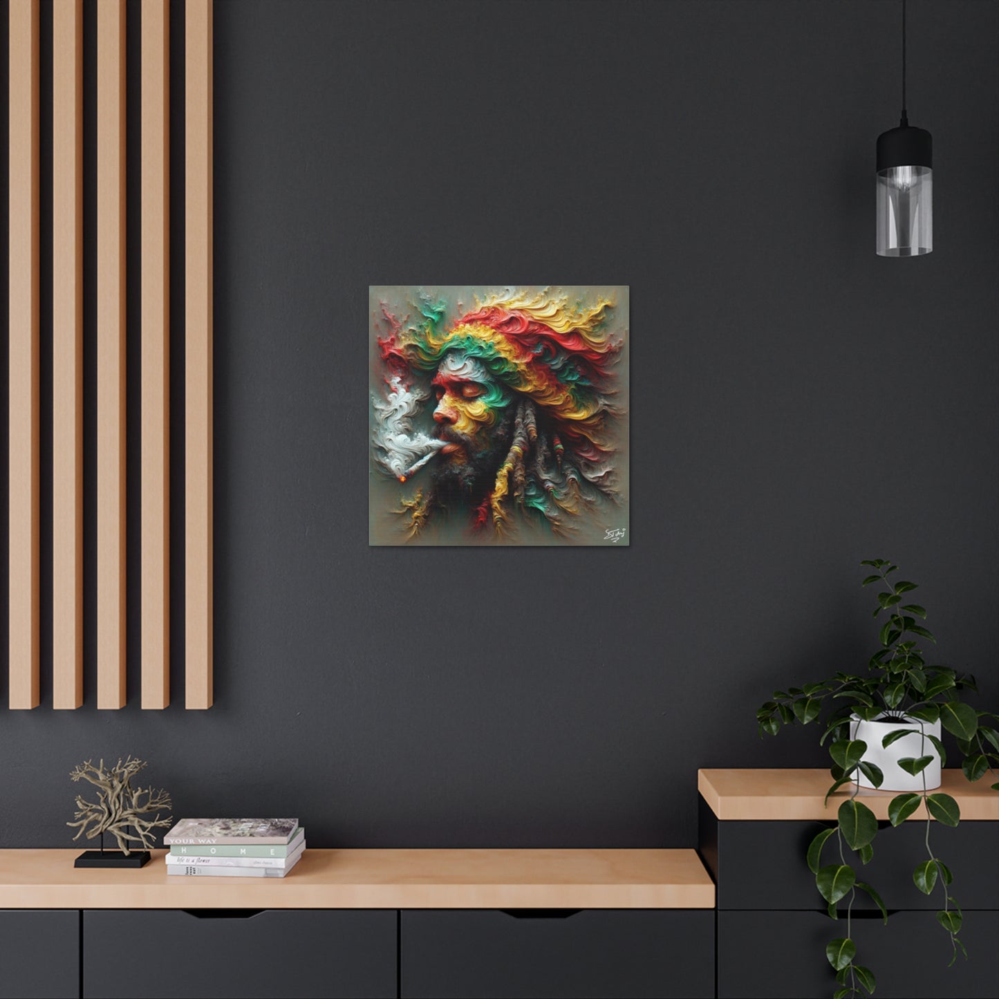 Art Print, Dougla-Rasta Man, Oil Finish, West Indian Ethnicity, Cultural, Heritage, Semi-Abstract, Canvas Gallery Wrap