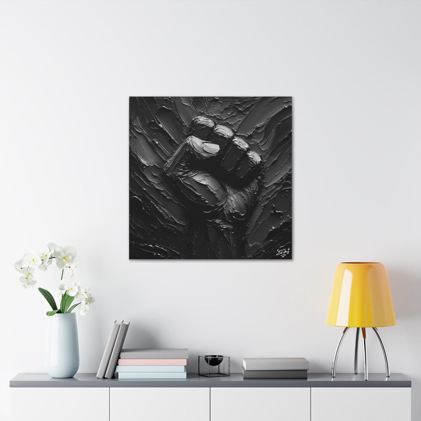 Art Print, Black Hand, Black Power, Oil Finish, Unity, One Love, Semi-Abstract, Canvas Gallery Wrap