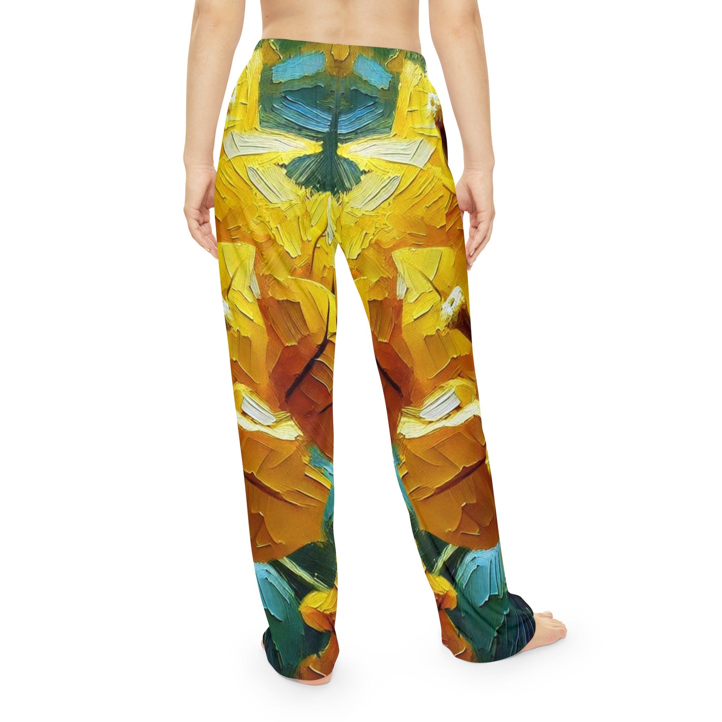 Women's Brushed Polyester Lounge Pants (AOP) Yellow Floral Print