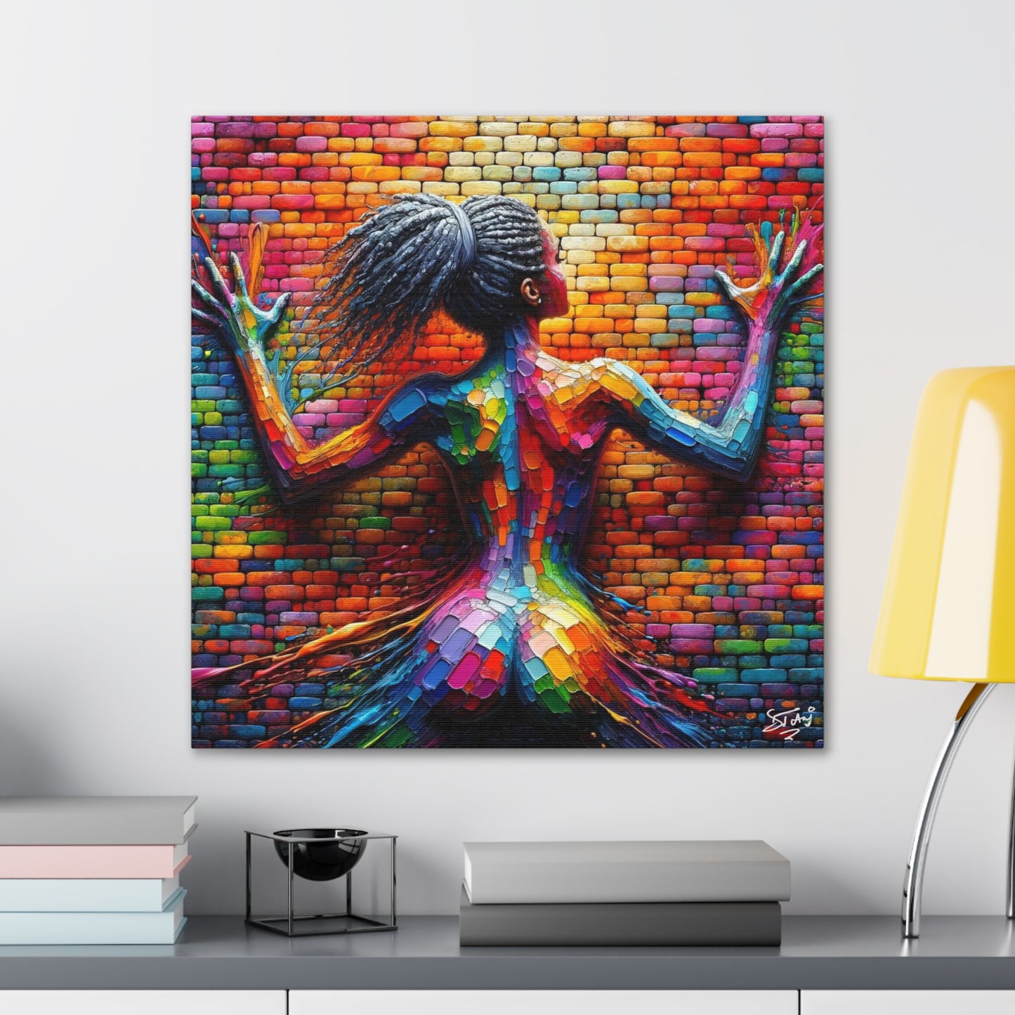 Art Print, Afro-Caribbean Woman, Oil Finish, West Indian Ethnicity, Cultural, Heritage, Semi-Abstract, Canvas Gallery Wrap