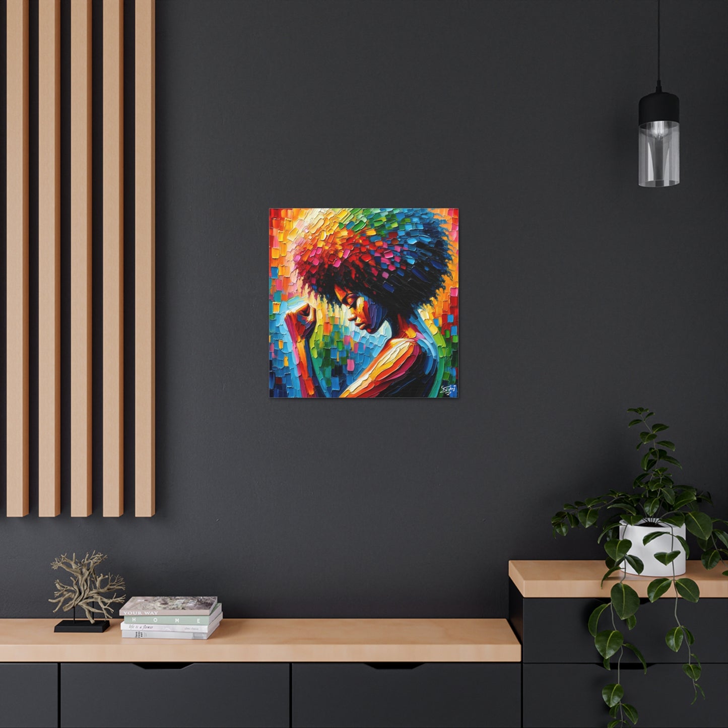 Art Print, Afro-Caribbean Woman, Black Power, Oil Finish, West Indian Ethnicity, Cultural, Heritage, Semi-Abstract, Canvas Gallery Wrap