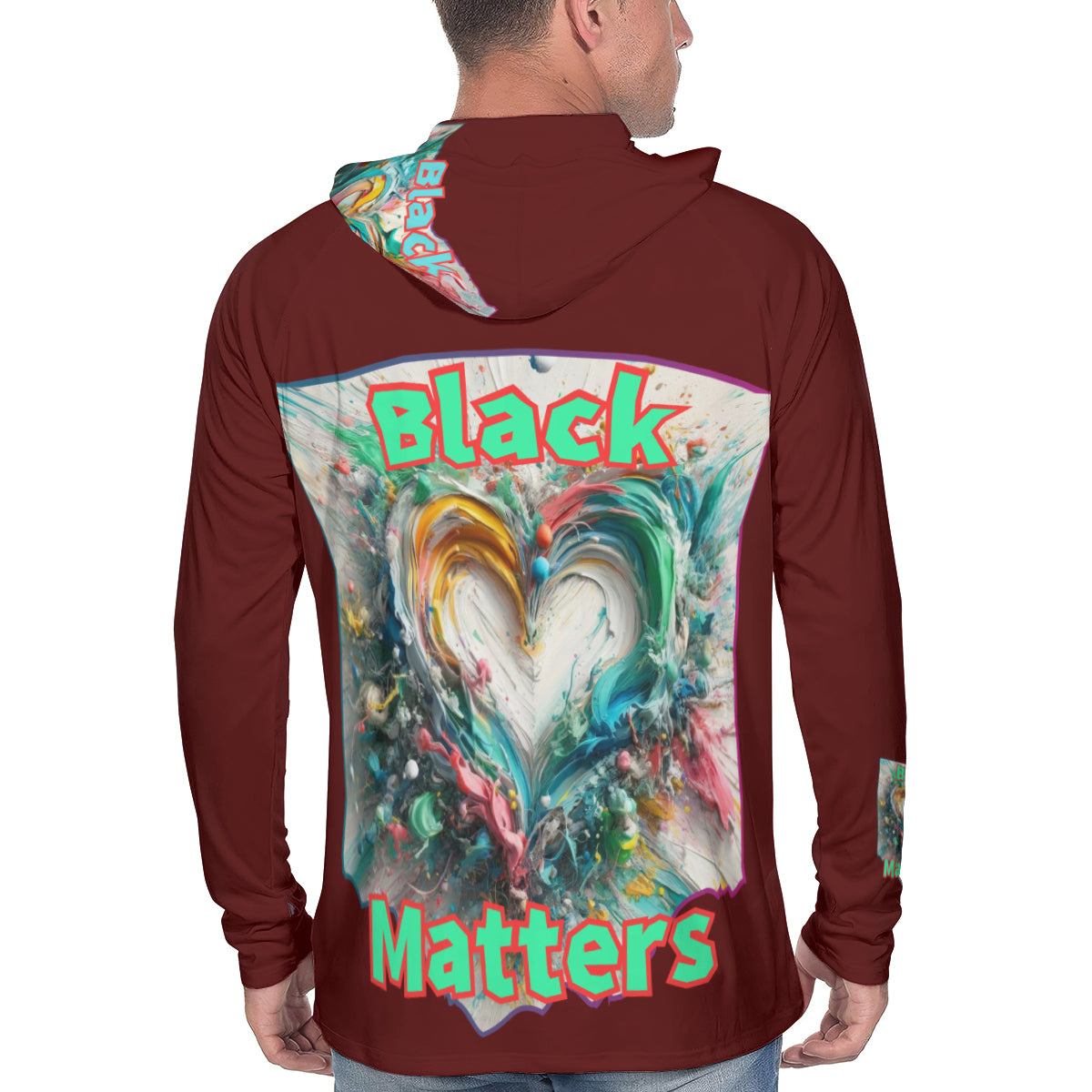 Men's Sun Protection Long Sleeve Hoodie | "Black Love Matters"