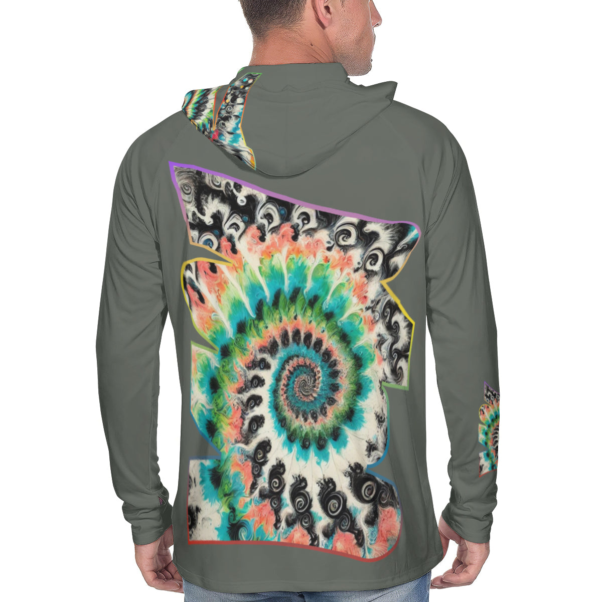 Men's Sun Protection Long Sleeve Hoodie "Abstract Tie-Dye"