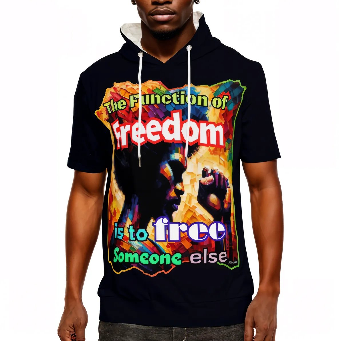 Men’s Cotton Hooded T-Shirt "The Function Of Freedom"