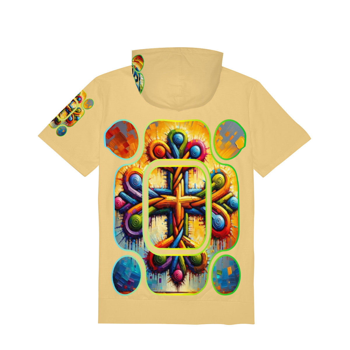 Men’s Cotton Hooded T-Shirt "Unity Abstract Print"