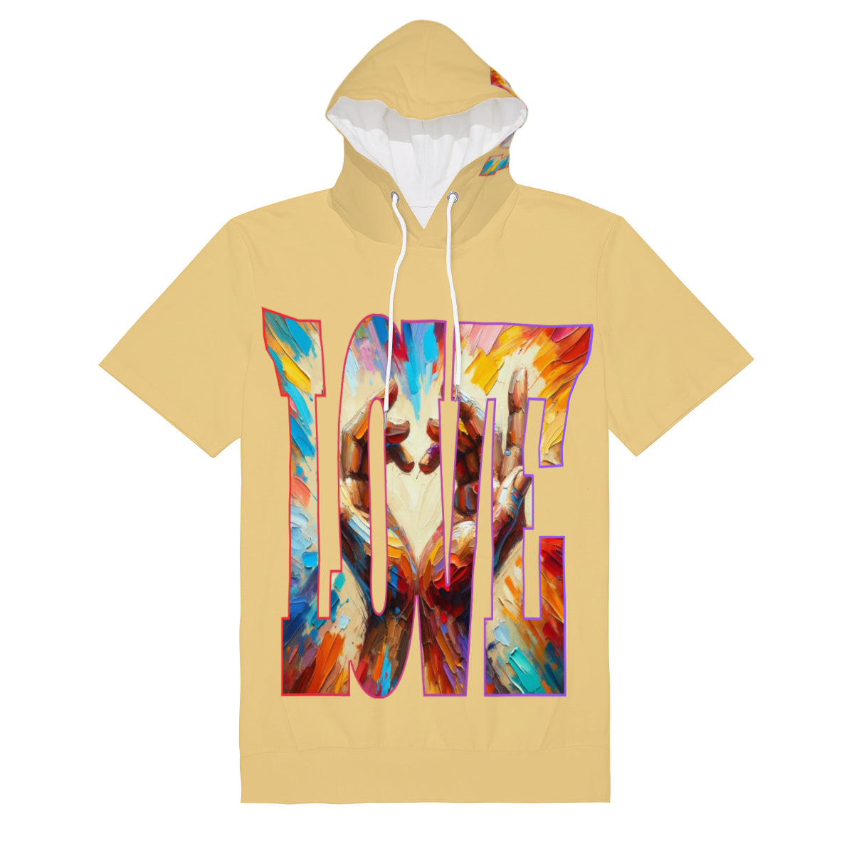 Men’s Cotton Hooded T-Shirt "Love Each Other"