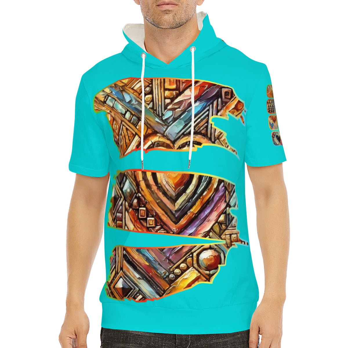 Men’s Cotton Hooded T-Shirt "African Abstract Print"