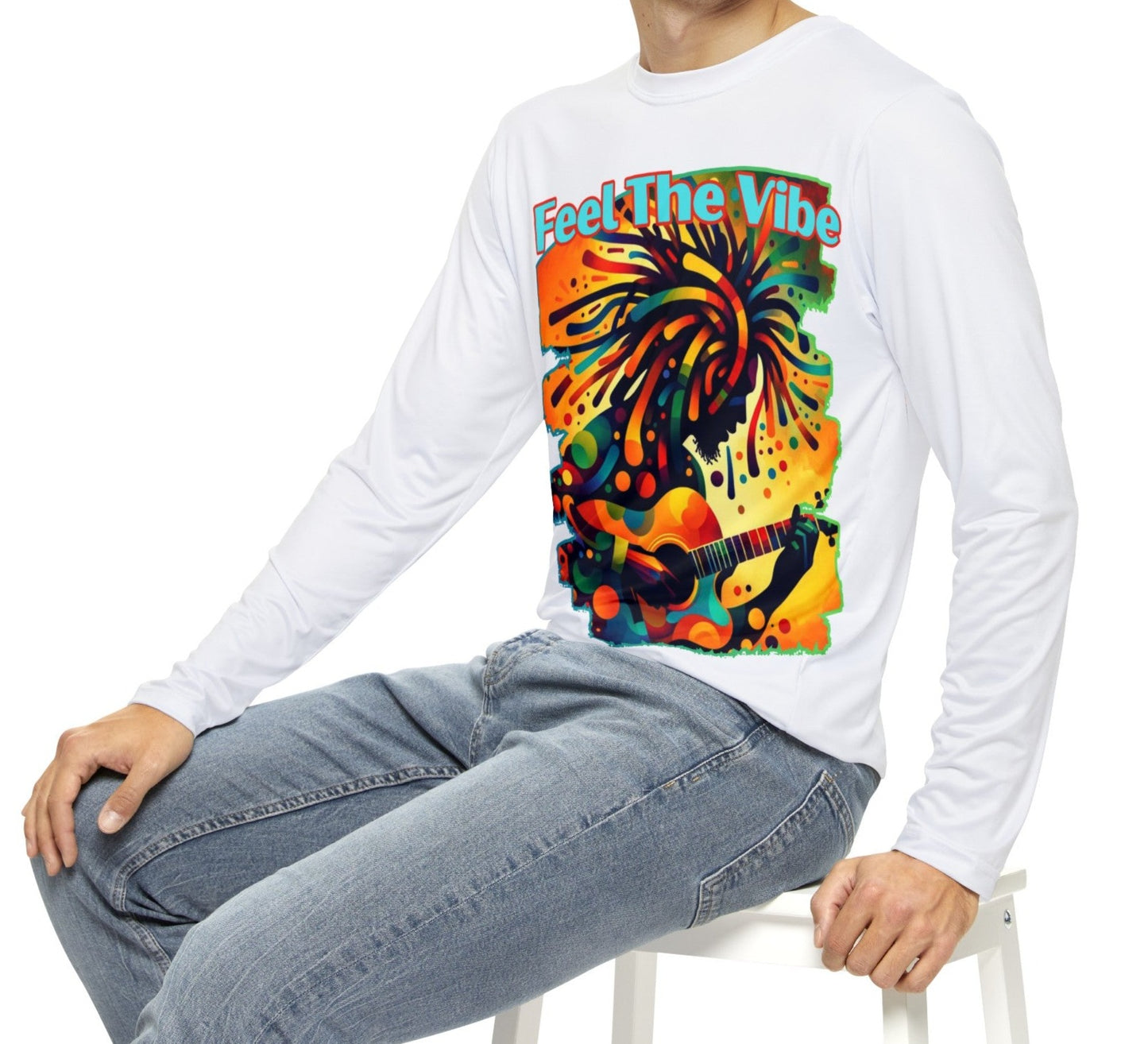 Men's Brushed Polyester Long Sleeve Shirt (AOP) "Feel The Vibe"