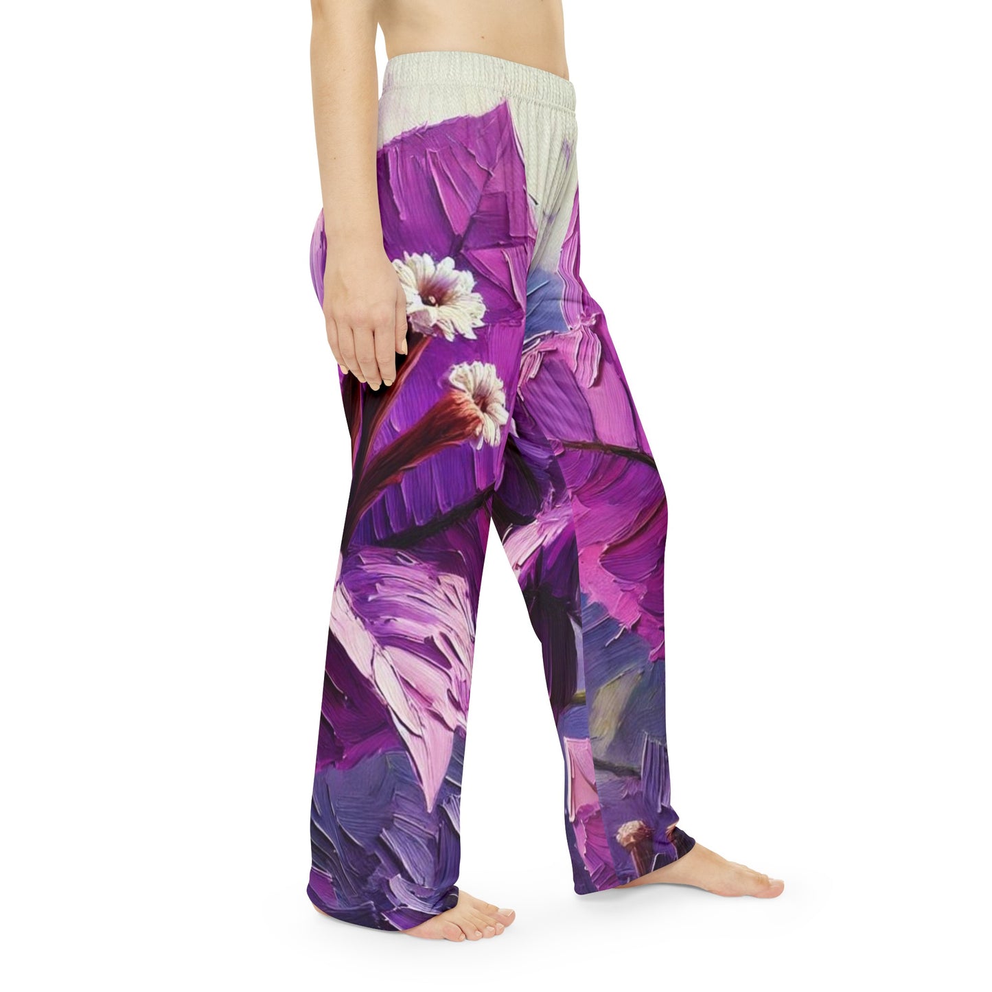 Women's Brushed Polyester Lounge Pants (AOP) Purple Floral Print