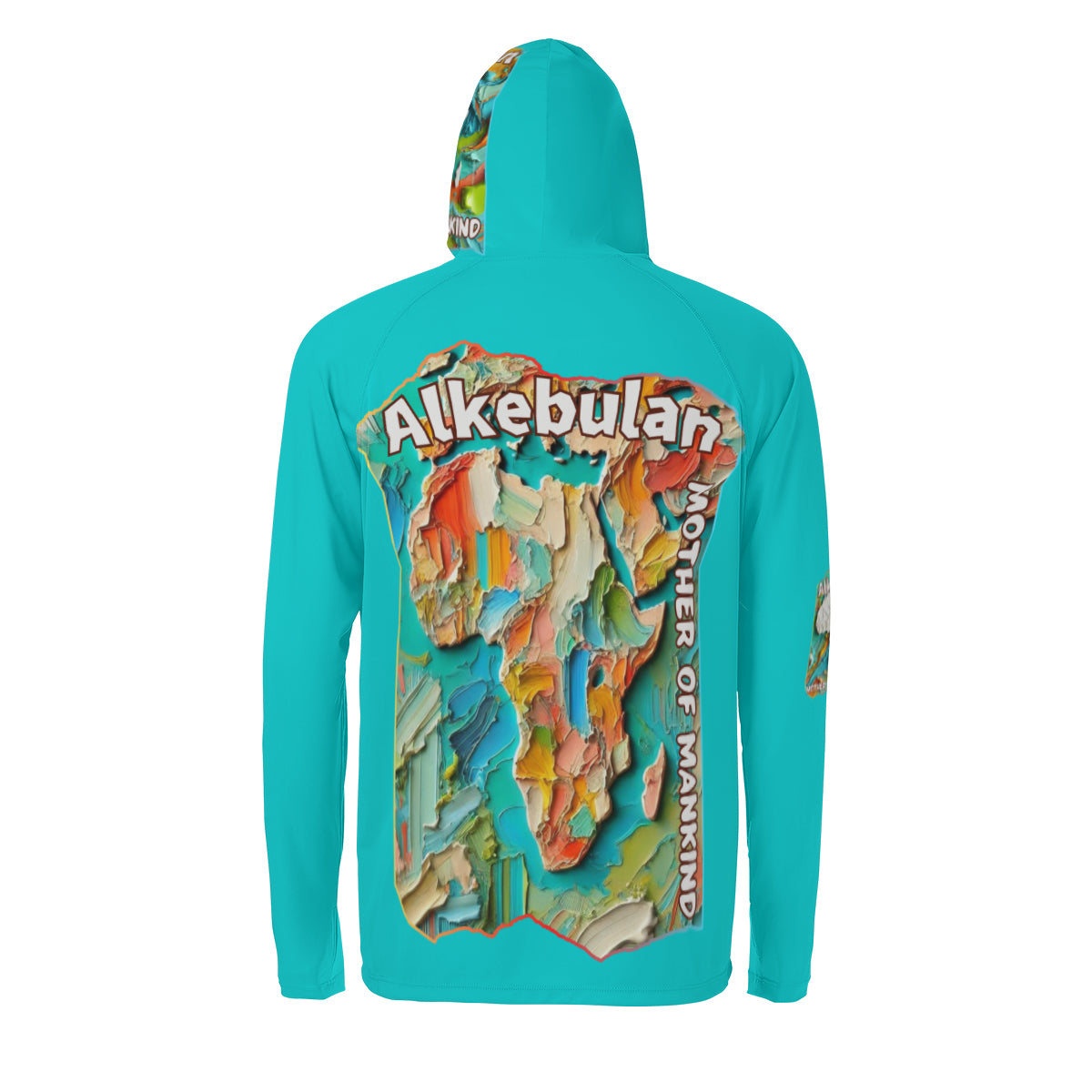 Men's Sun Protection Long Sleeve Hoodie "Alkebulan, The Mother of Mankind"