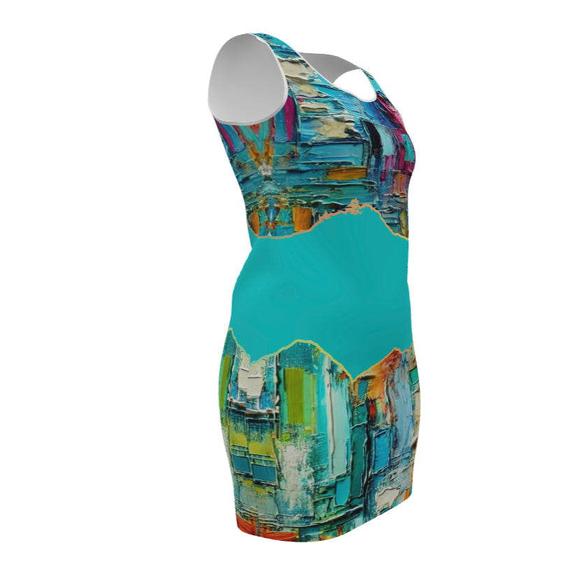 Elegant Sleeveless Vest Dress "Abstract"